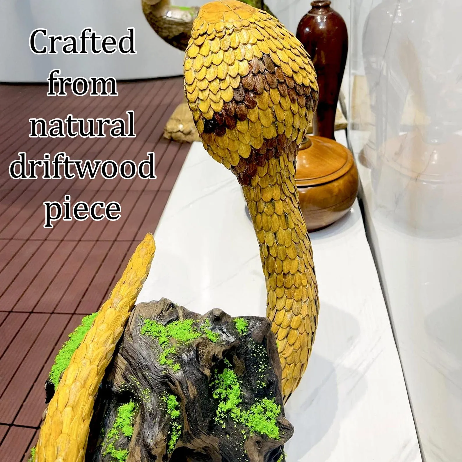 Natural driftwood snake carving scupltured aquarium aquascape statue aquascaping hardscape fish tank decoration - Image 3