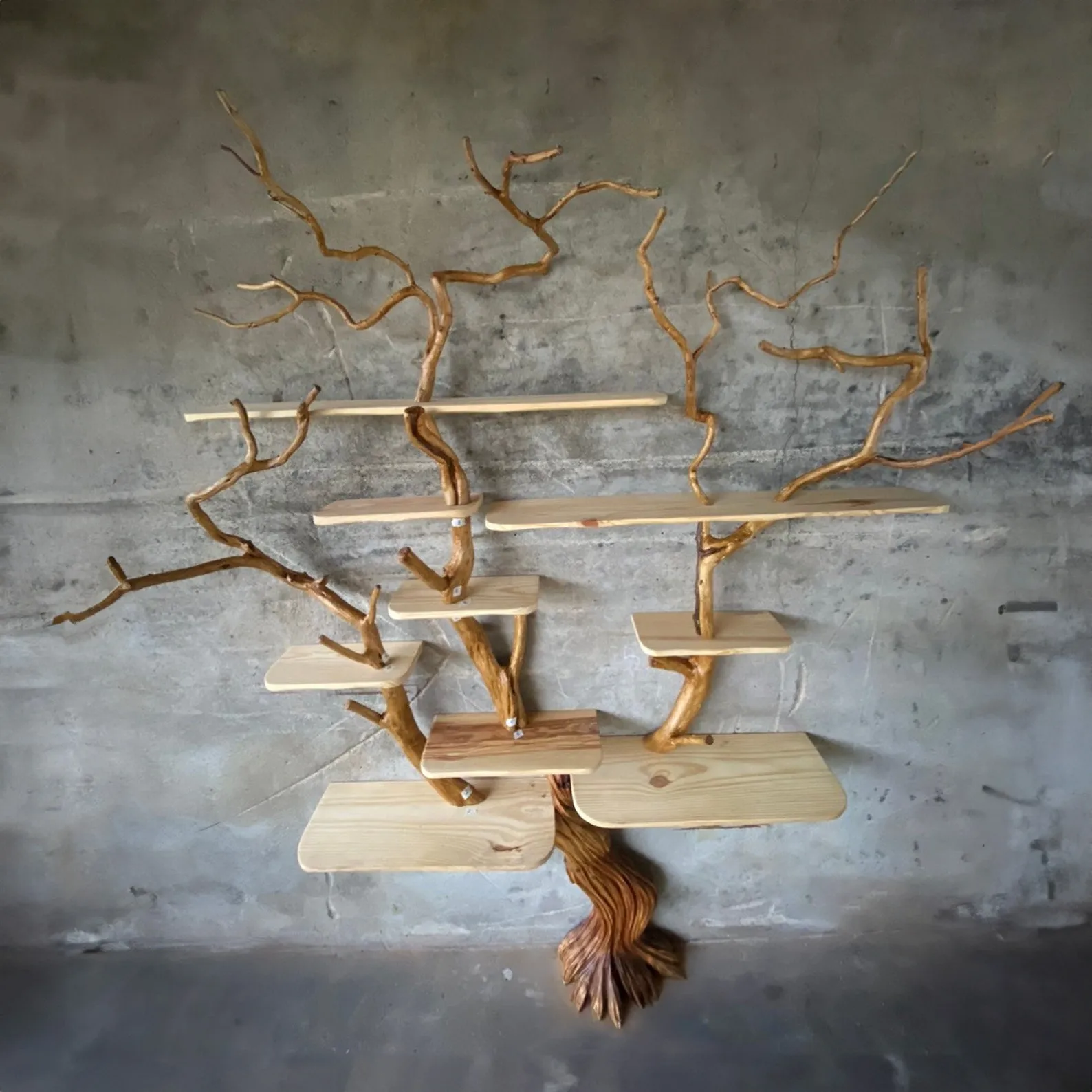 Tree Bookshelf Floating Wall mount Bookcase Driftwood Branch Decor Handmade Shelves Solid Wood Tree Book Shelf - Image 3