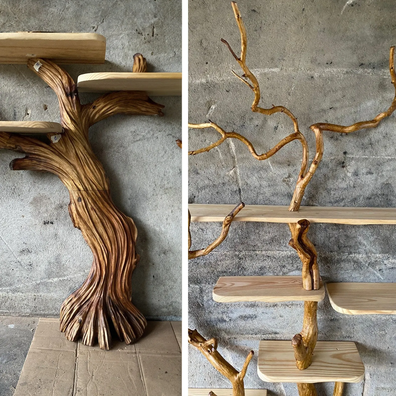 Tree Bookshelf Floating Wall mount Bookcase Driftwood Branch Decor Handmade Shelves Solid Wood Tree Book Shelf - Image 5