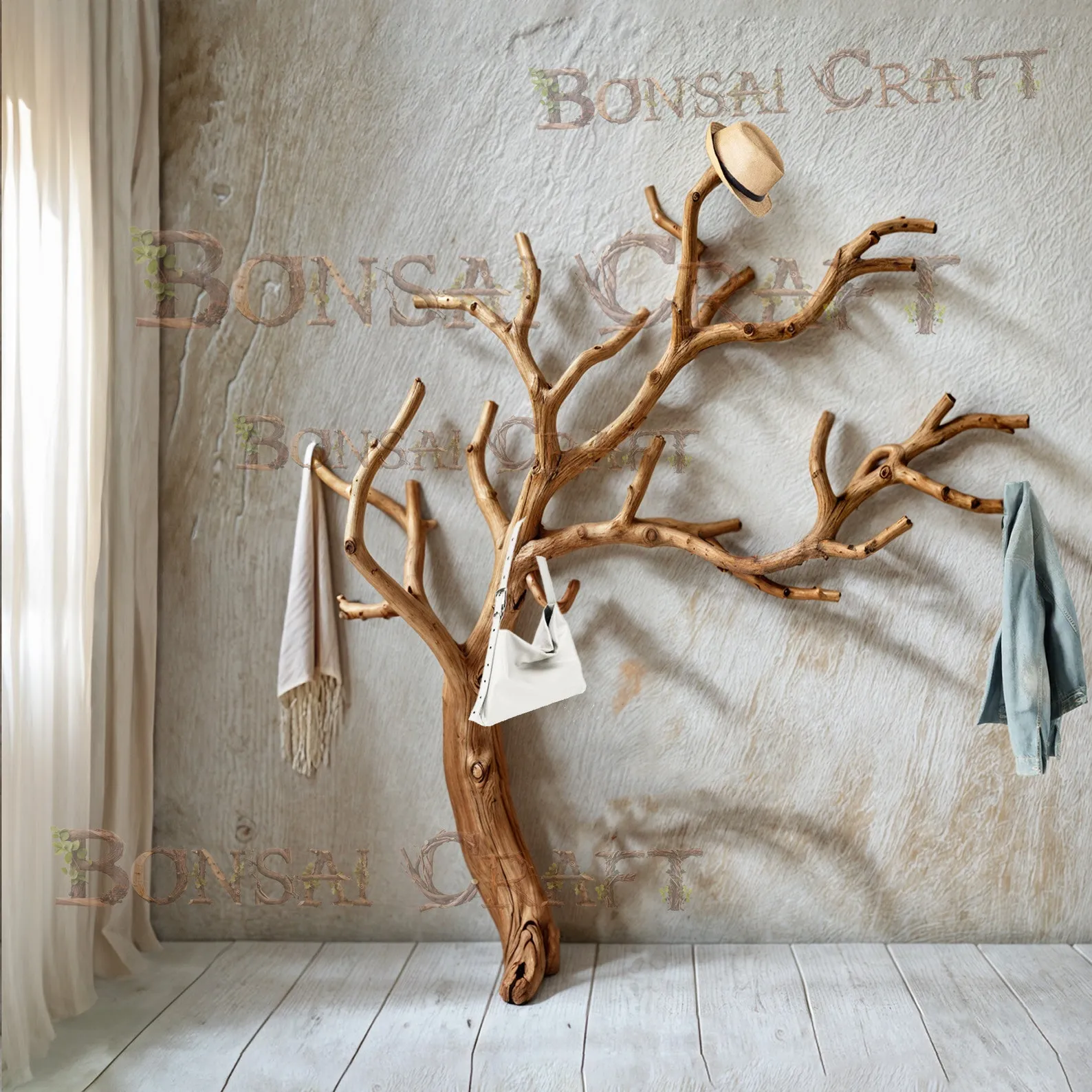 Tree branch coat rack wall mount natural driftwood branch coat hook unique hat rack decorative hook for wall art