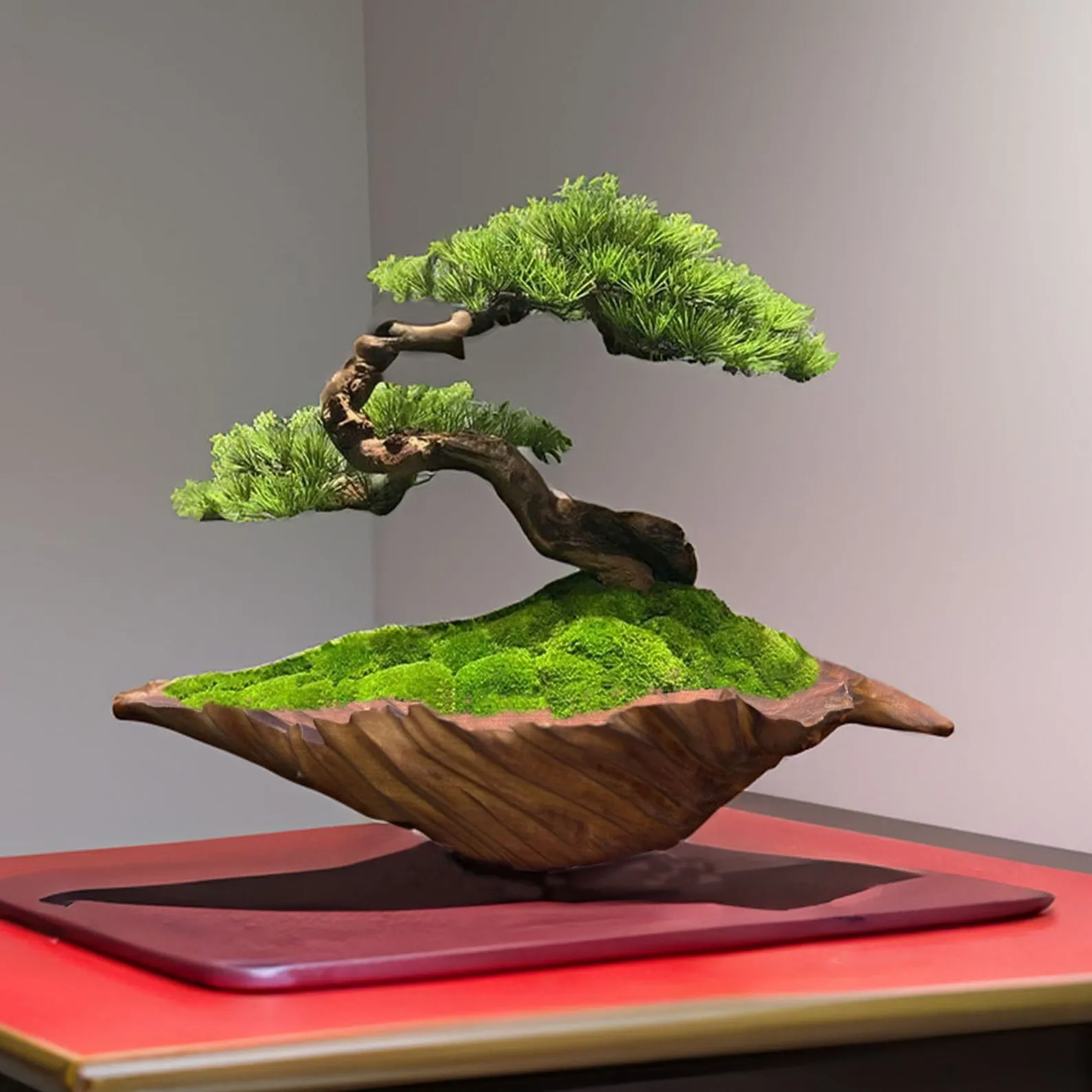 Driftwood fake bonsai pot handmade bonzai tree fake plants decor living room