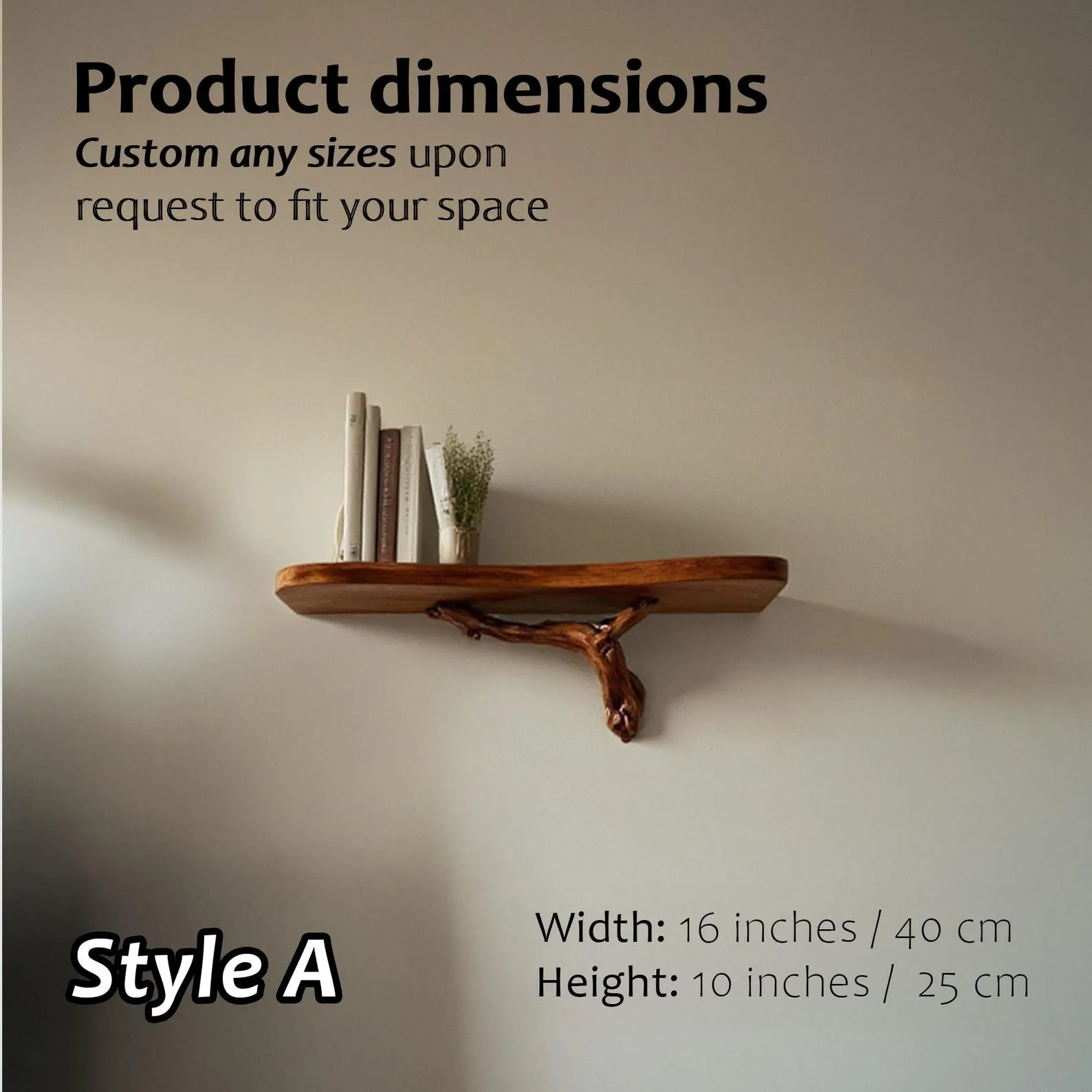 Natural driftwood shelf rustic console table solidwood bookshelf wall mount unique tree bracnh bookshelves decor - Image 2