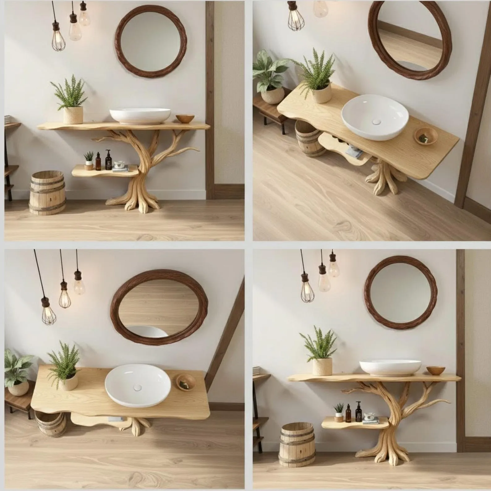 Driftwood bathroom vanity shelf stand solid wood live edge console table shelf bathroom sink stand - Image 6