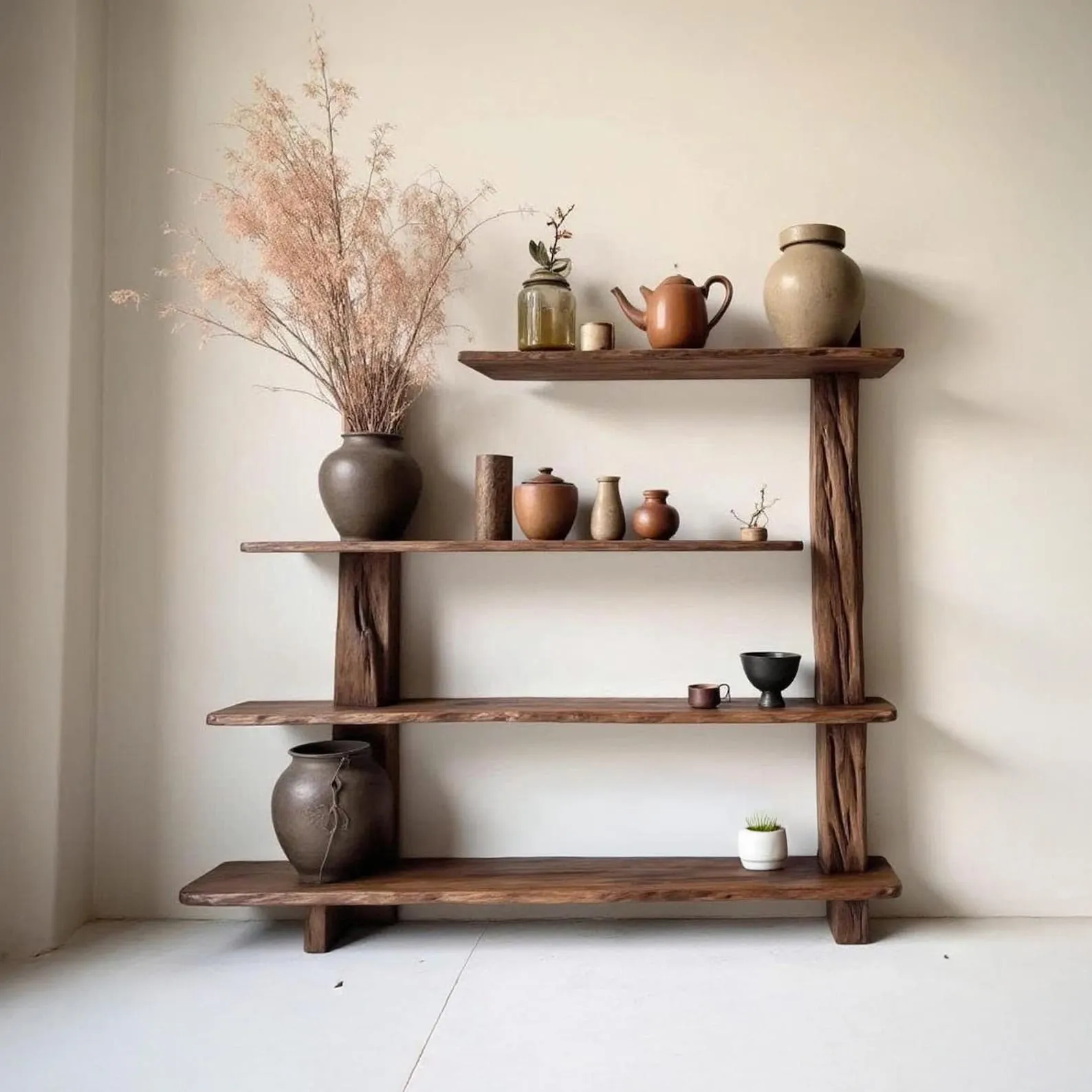 Driftwood bookcase wall mount solid wood wood live edge bookshelf cabinet plant stand display