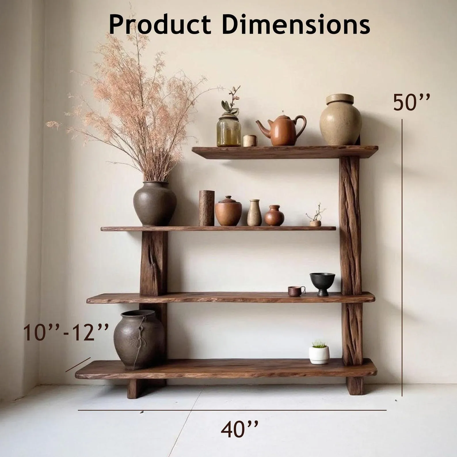 Driftwood bookcase wall mount solid wood wood live edge bookshelf cabinet plant stand display - Image 4