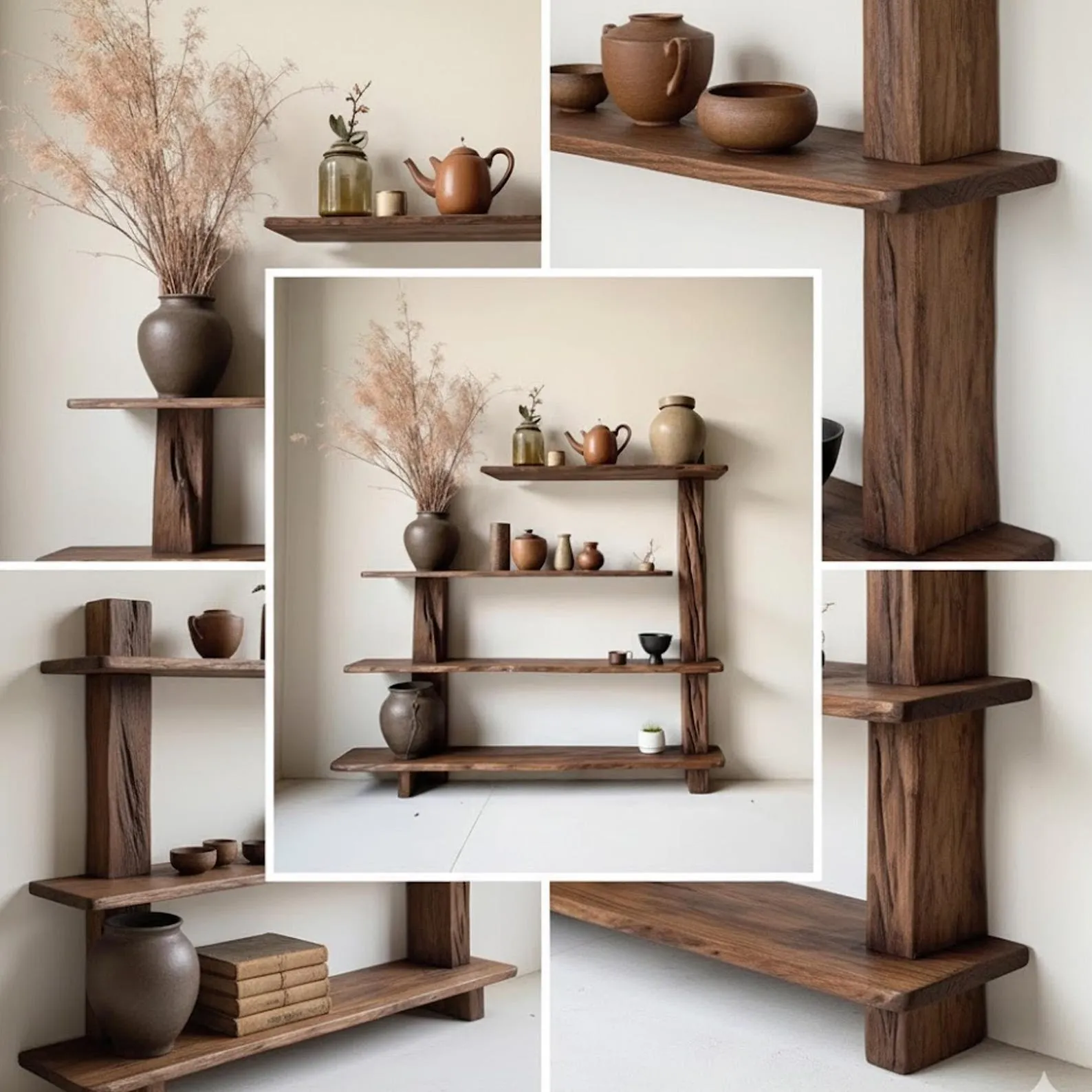 Driftwood bookcase wall mount solid wood wood live edge bookshelf cabinet plant stand display - Image 5