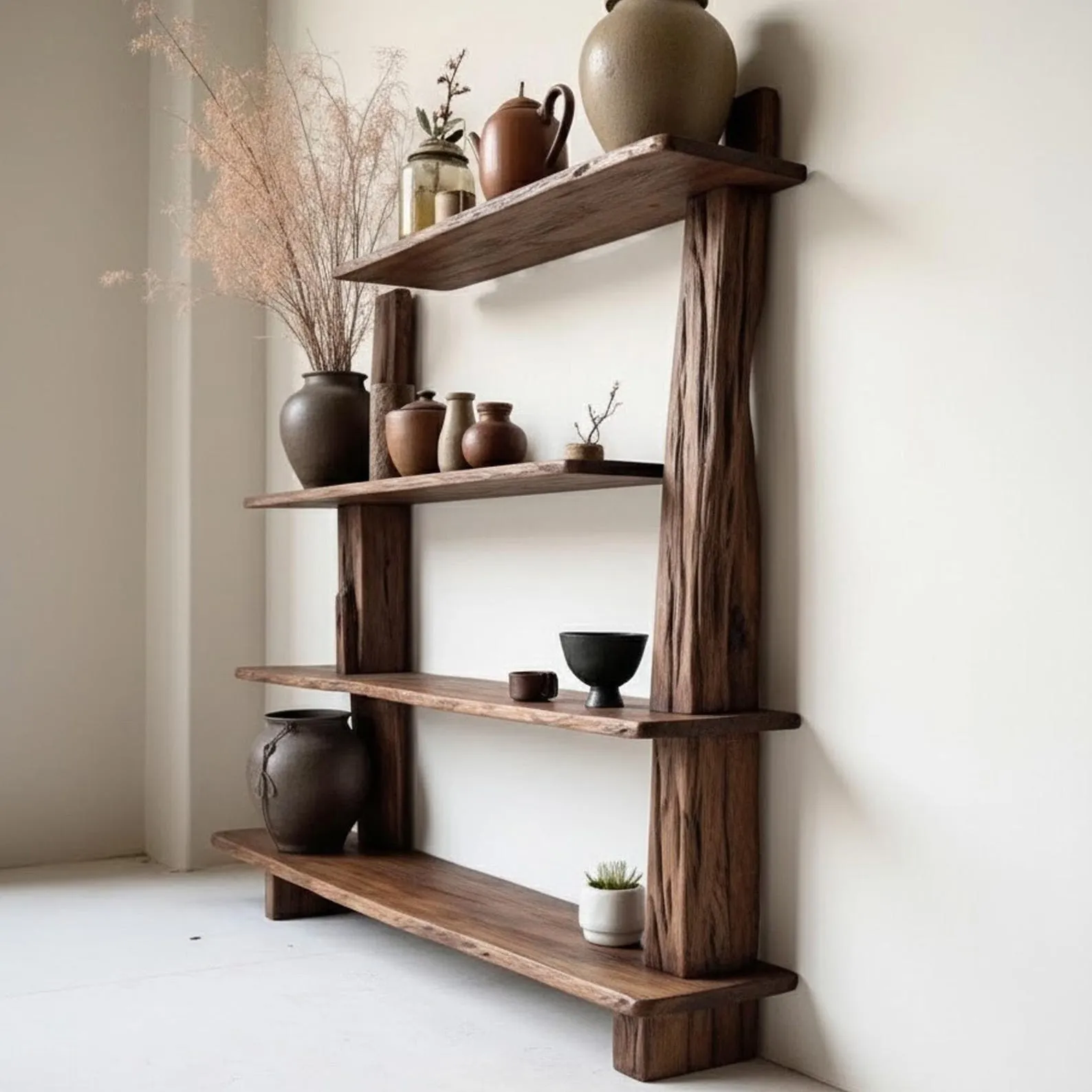 Driftwood bookcase wall mount solid wood wood live edge bookshelf cabinet plant stand display - Image 6