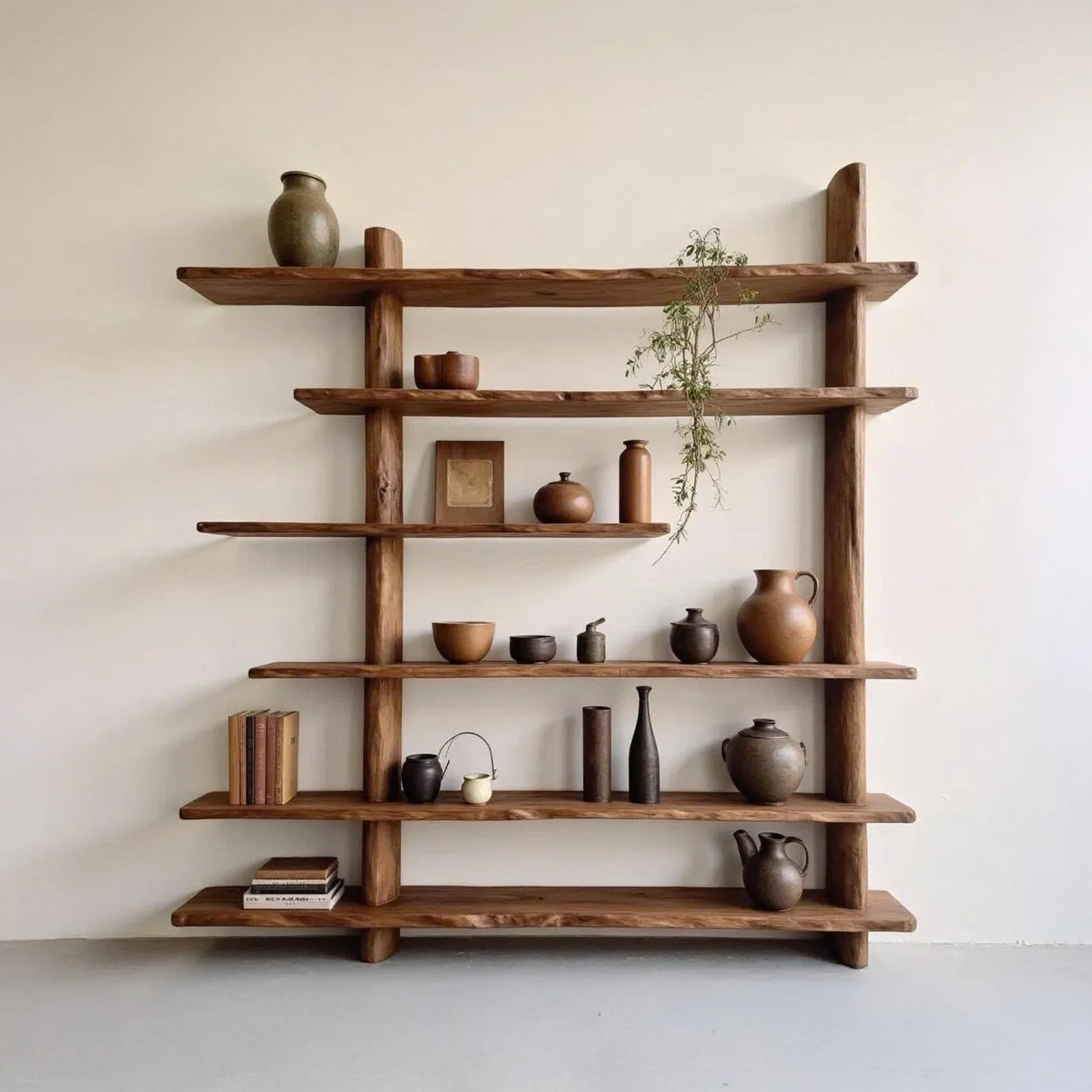 Wall mount bookcase solid wood live edge bookshelf hanging display cabinet book shelf