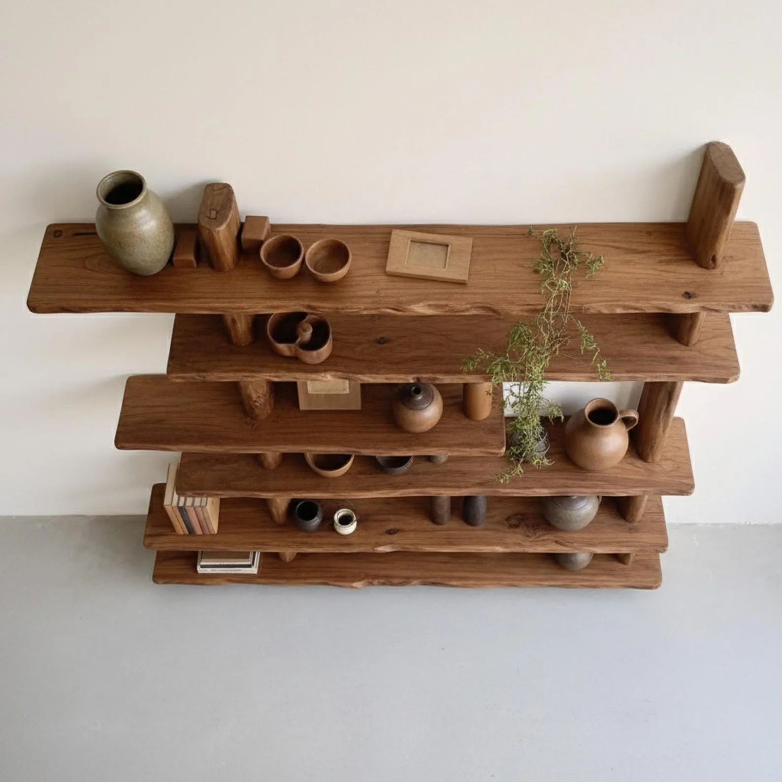 Wall mount bookcase solid wood live edge bookshelf hanging display cabinet book shelf - Image 6