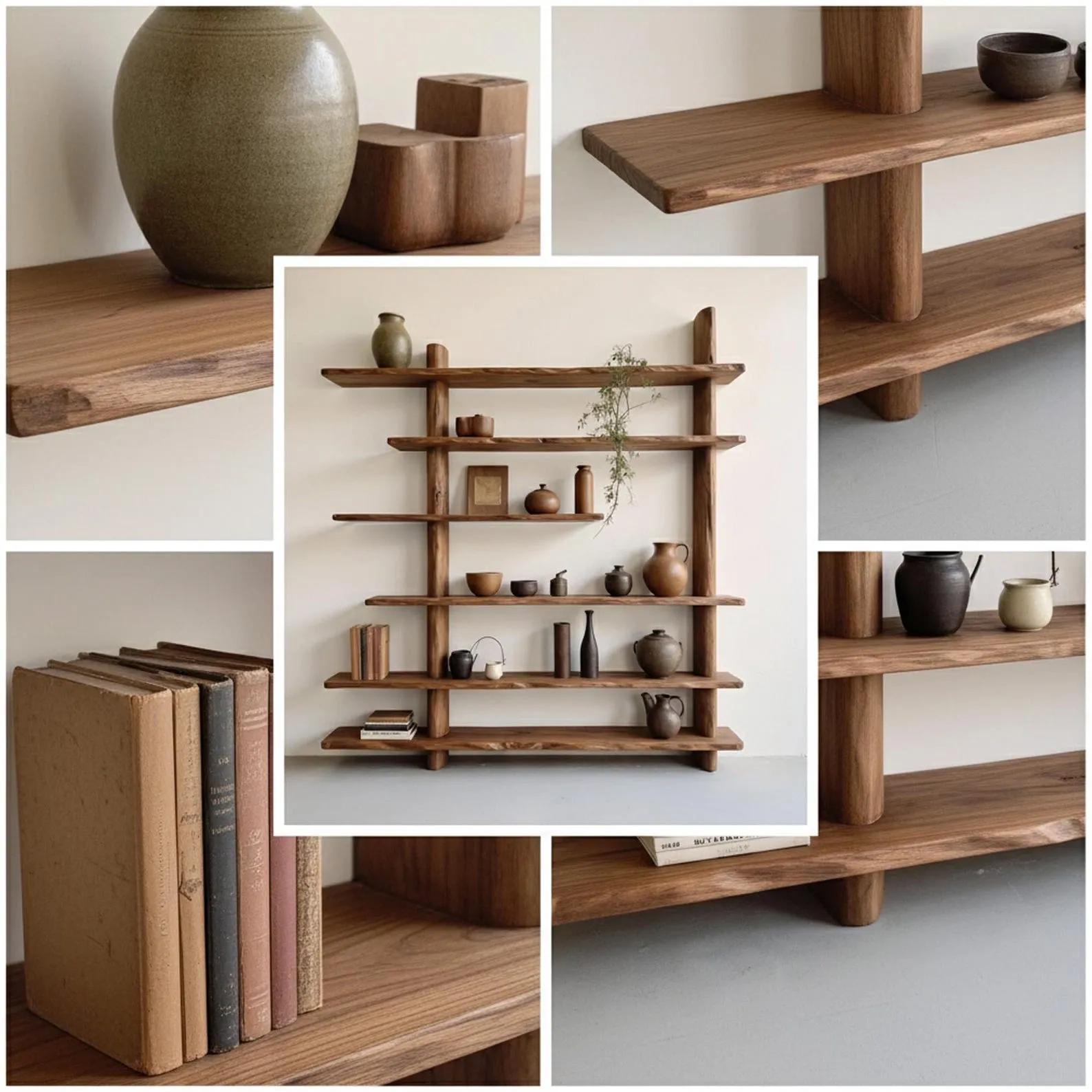 Wall mount bookcase solid wood live edge bookshelf hanging display cabinet book shelf - Image 8