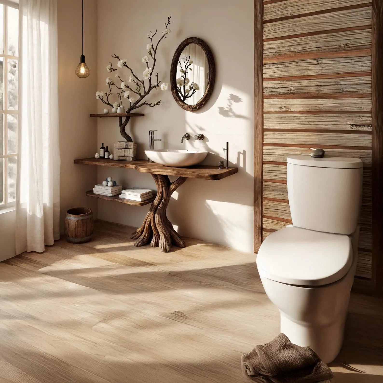 Tree branch bathroom sink table wash basin stand driftwood sink vanity handmade furniture - Image 9