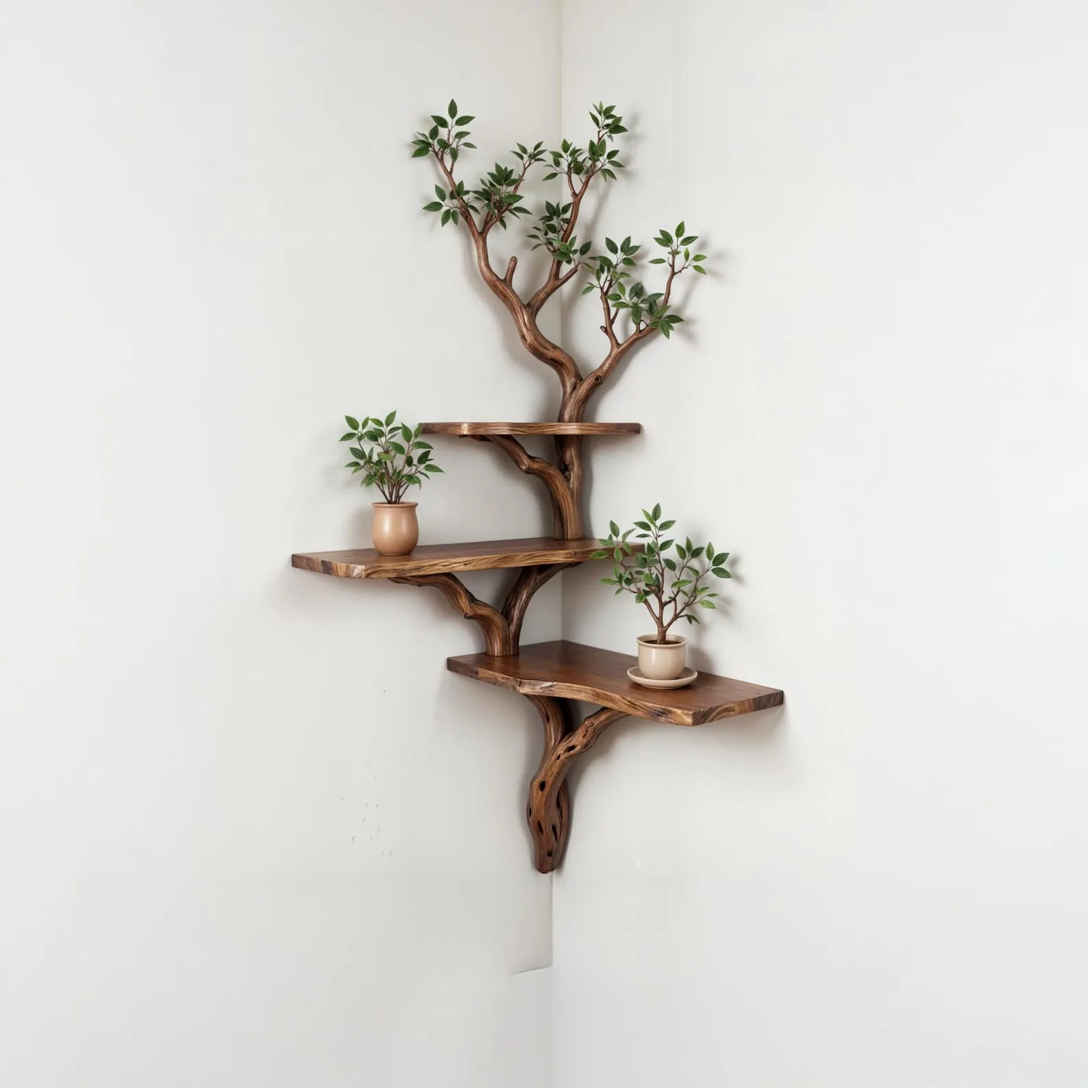 Natural driftwood branch shelves floating corner shelf solid wood bookshelf on wall decor for living room