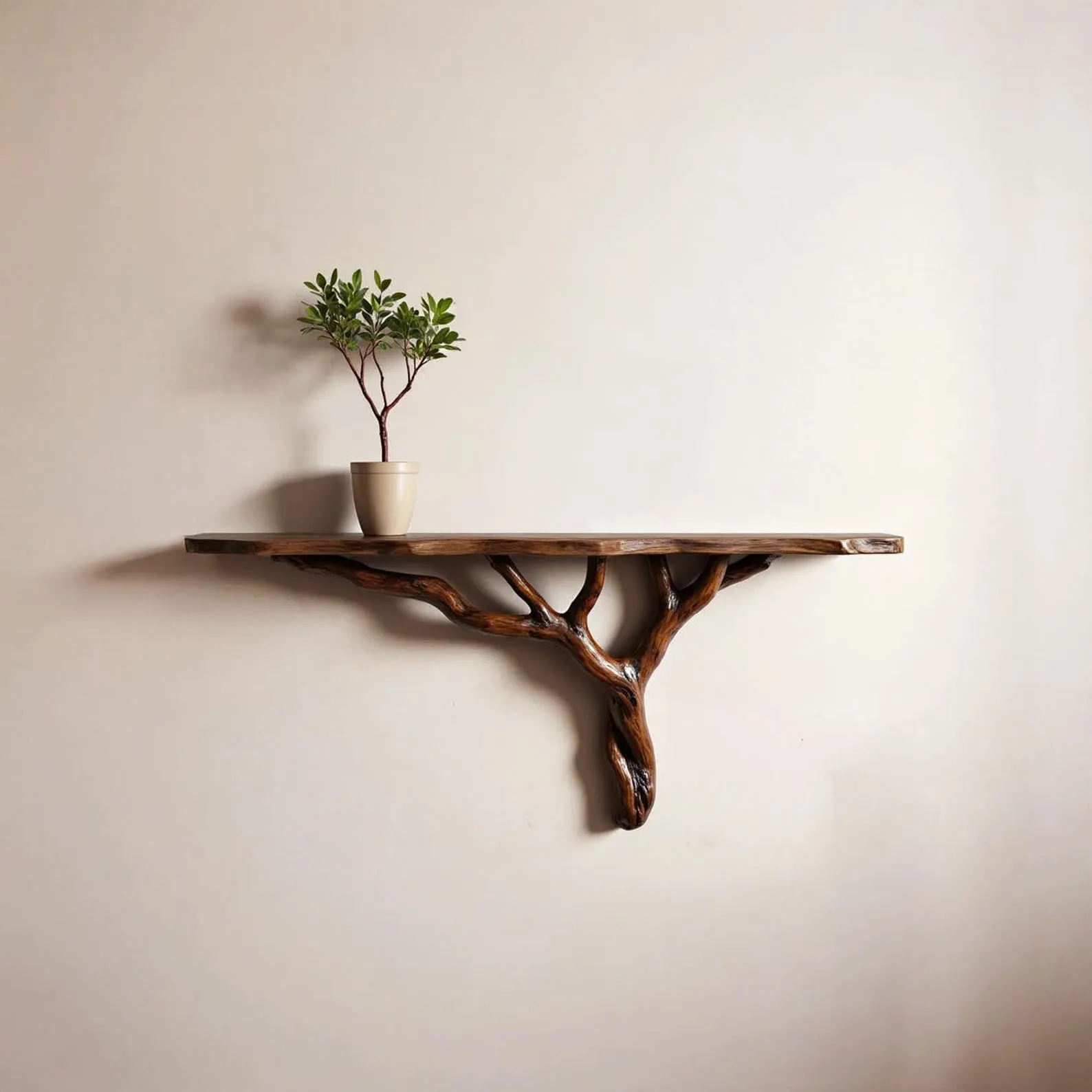 Natural driftwood shelf custom floating shelf rustic console table solidwood bookshelf wall mount unique tree bracnh bookshelves decor