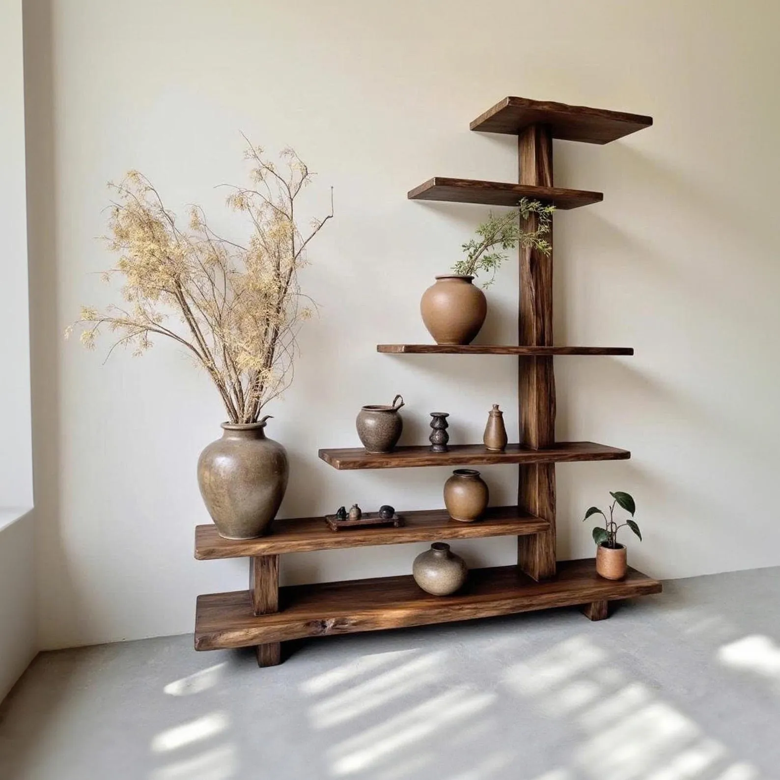 Tree branch bookshelf solid wood floating live edge wood shelves wall mount driftwood carving art rustic decor