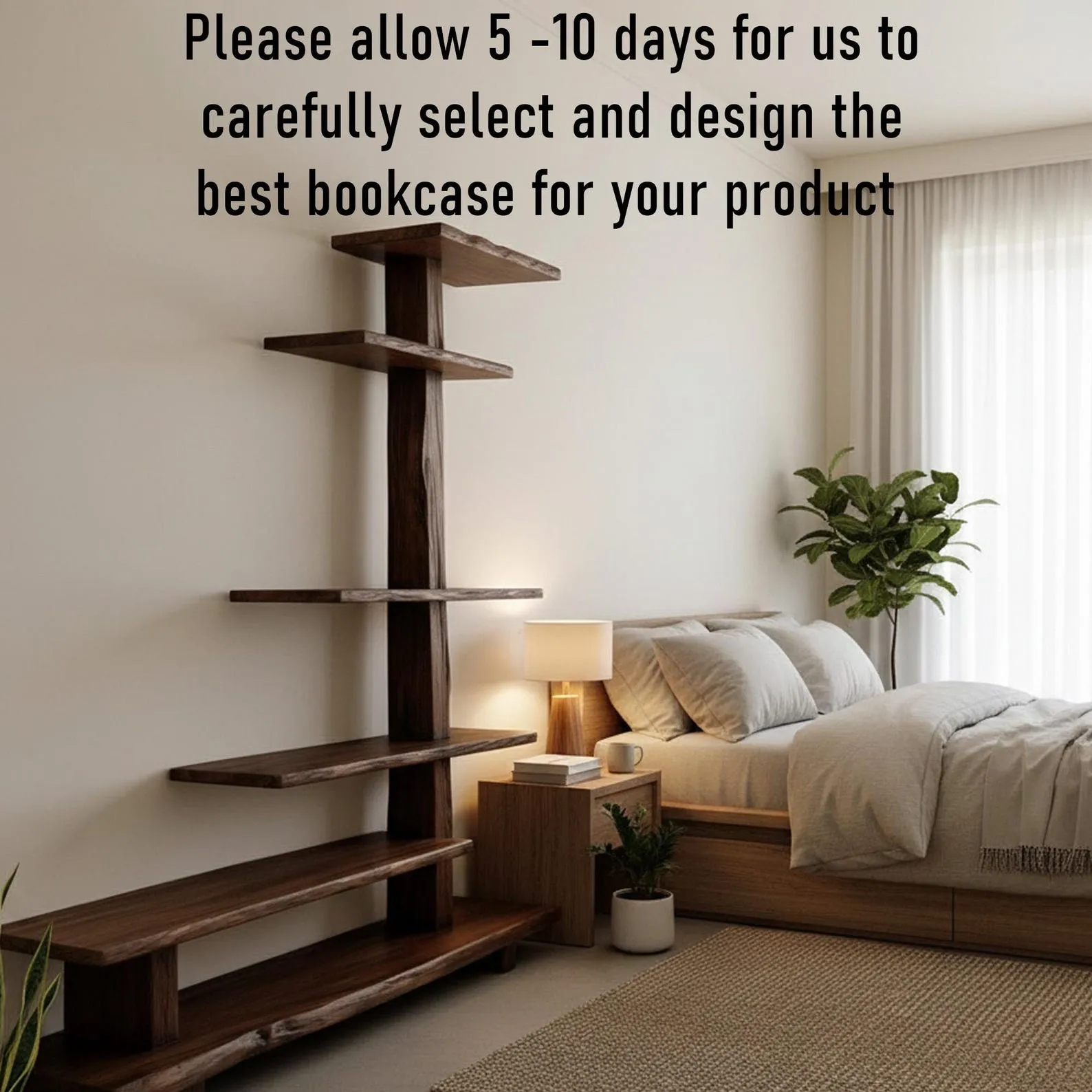 Tree branch bookshelf solid wood floating live edge wood shelves wall mount driftwood carving art rustic decor - Image 6