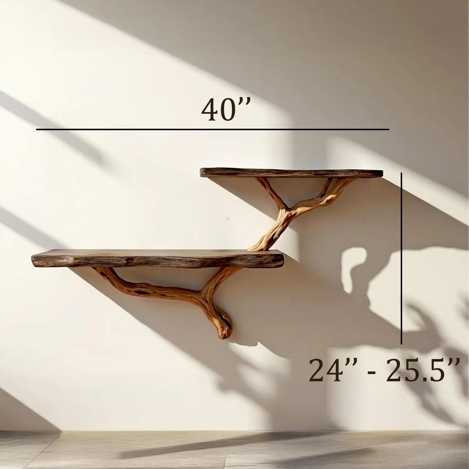 Driftwood floating shelf tree branch wall mount solid wood bookshelf art rustic decor handmade furniture - Image 3