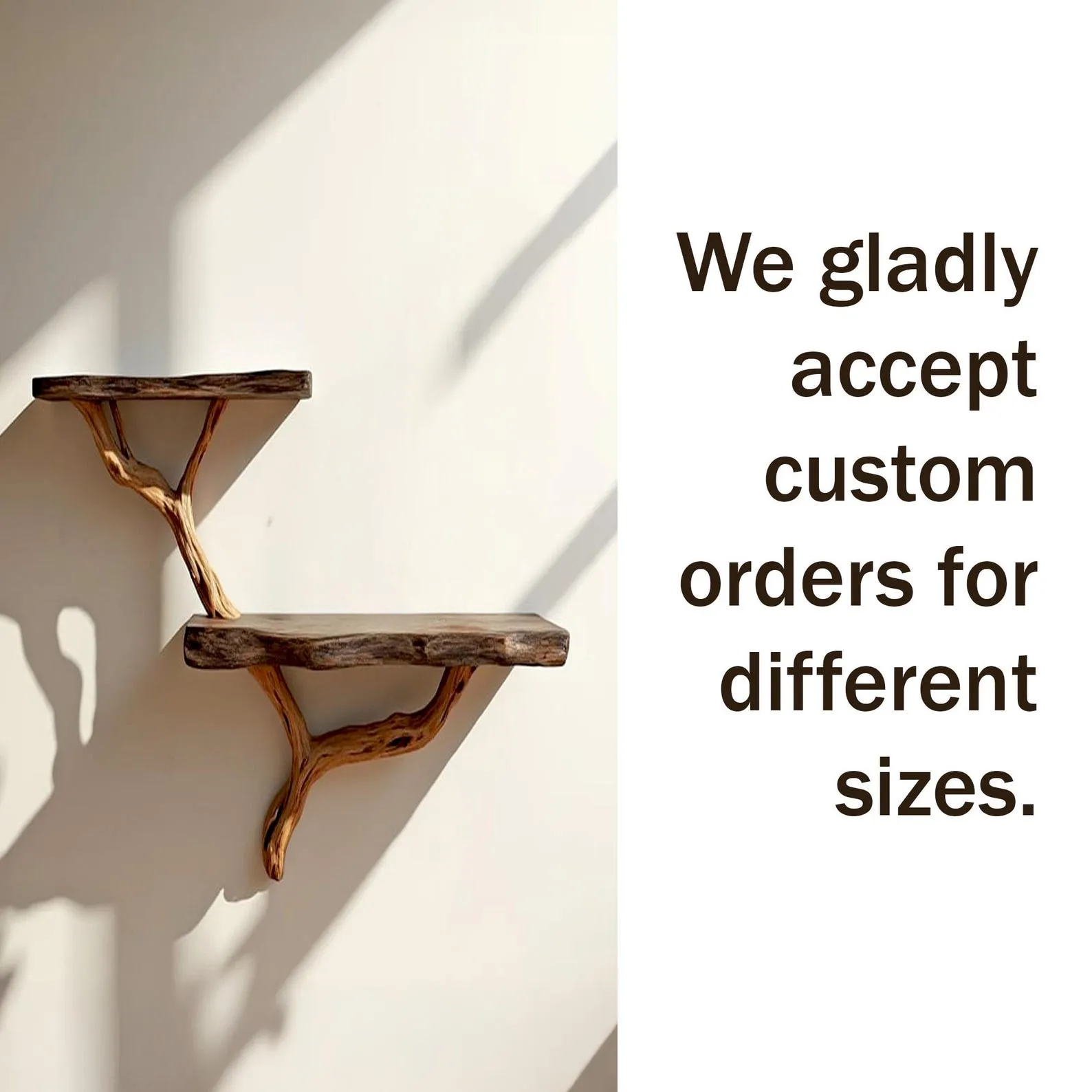 Driftwood floating shelf tree branch wall mount solid wood bookshelf art rustic decor handmade furniture - Image 6