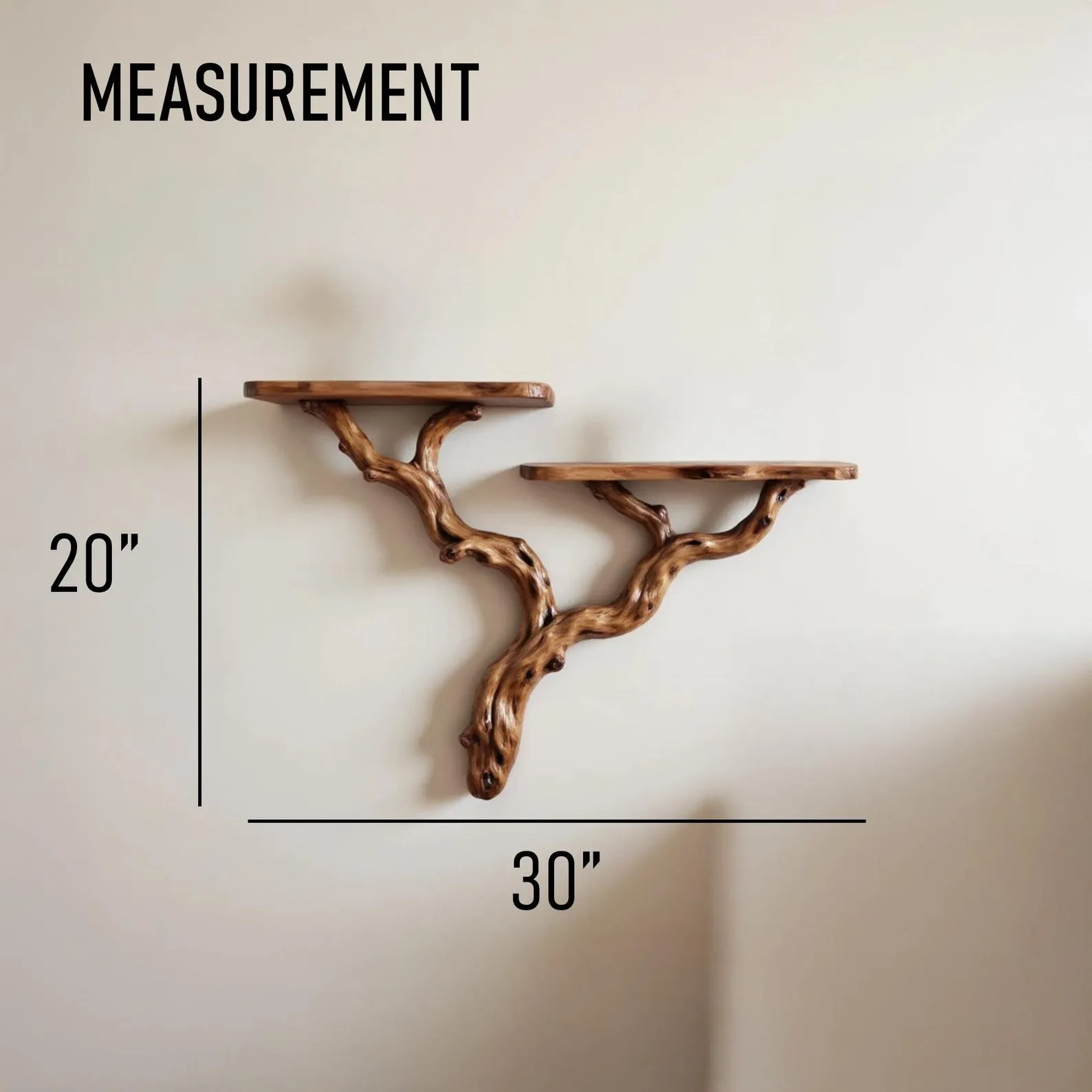 Natural driftwood shelf solidwood bookshelf art decor tree book shelves wall mount handmade furniture - Image 4