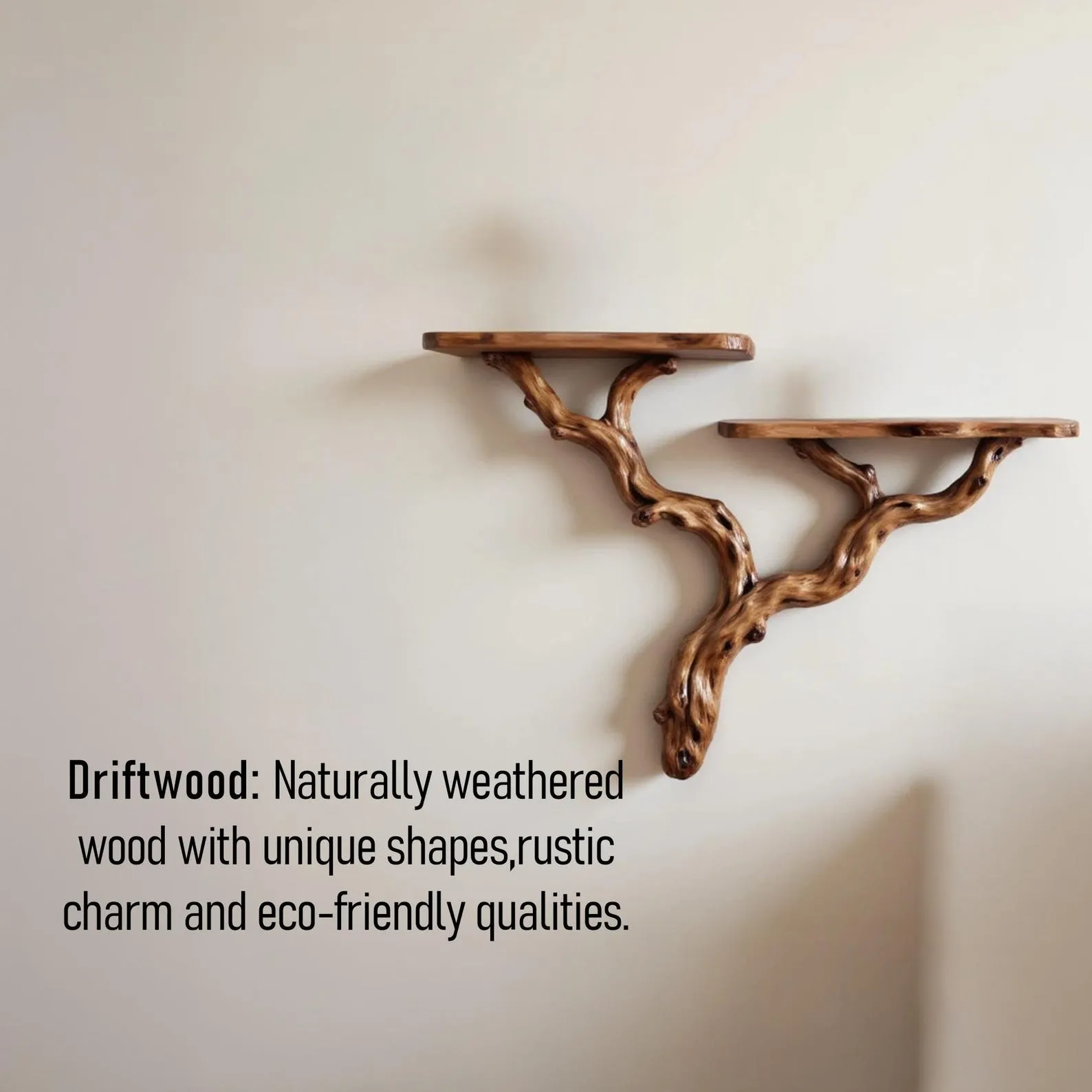 Natural driftwood shelf solidwood bookshelf art decor tree book shelves wall mount handmade furniture - Image 6