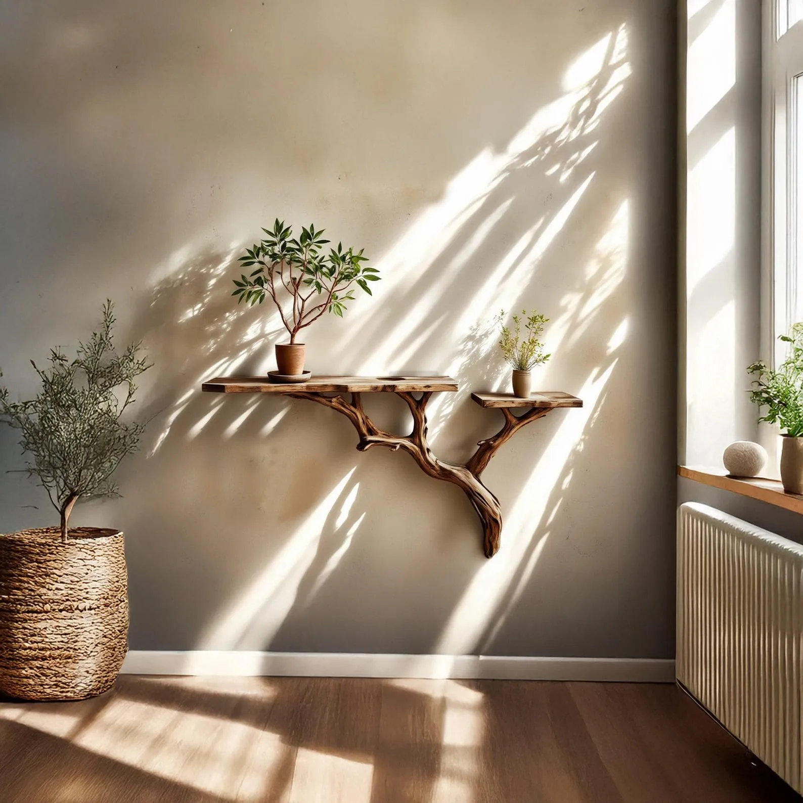 Driftwood shelf solidwood bookshelf art decor tree book shelves wall mount handmade furniture - Image 3