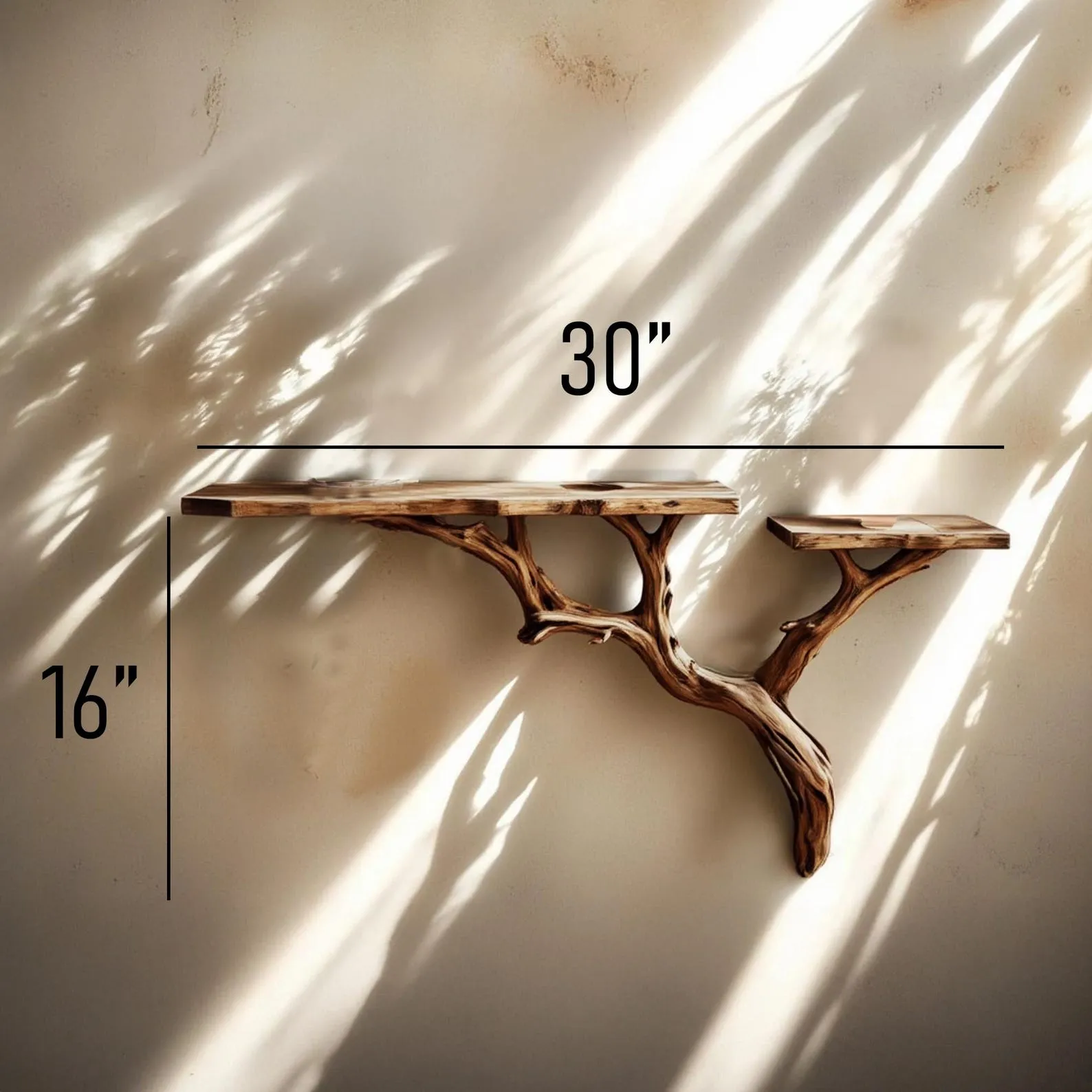 Driftwood shelf solidwood bookshelf art decor tree book shelves wall mount handmade furniture - Image 5