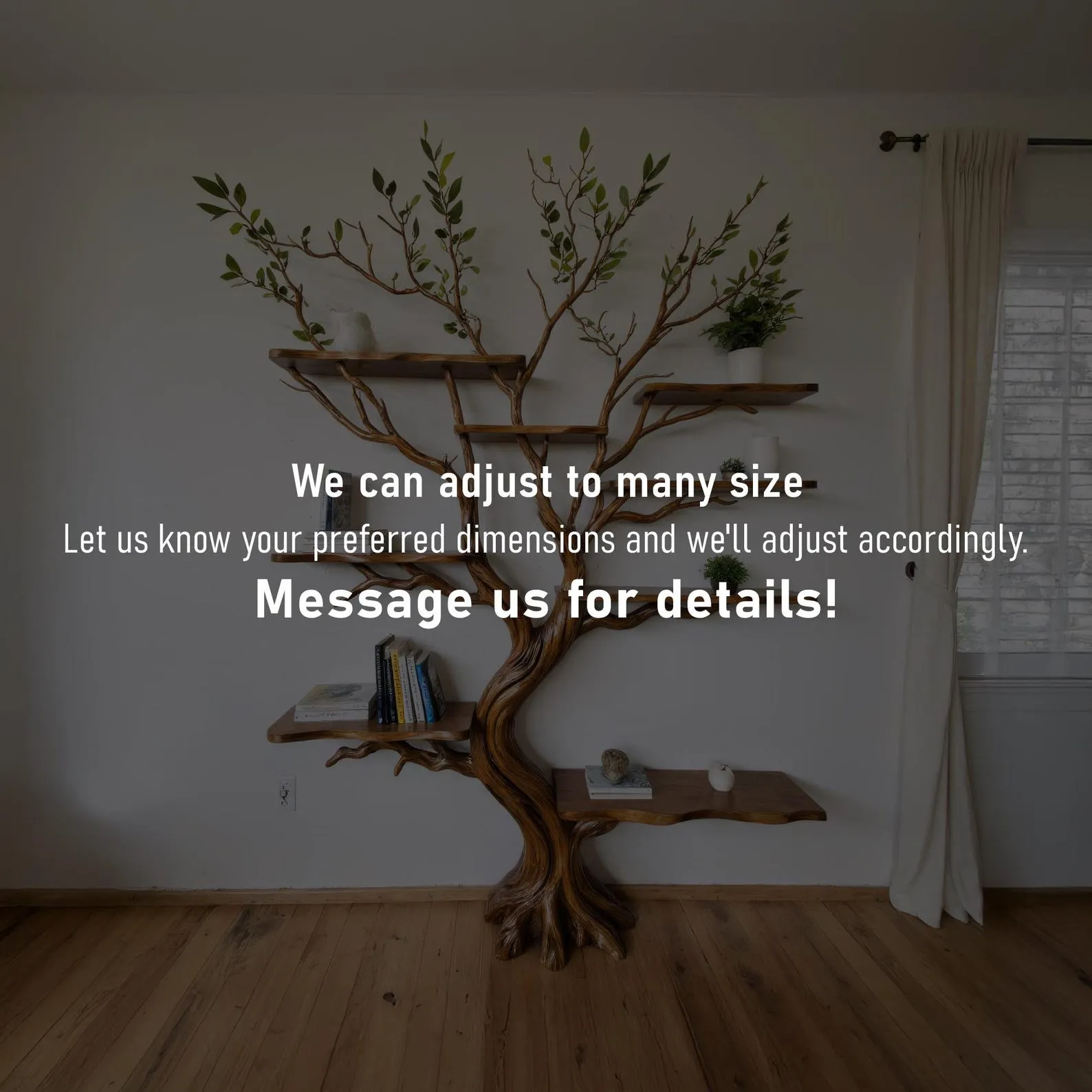 Tree bookshelf driftwood branch shelf on wall mount art solid wood bookcase unique bookshelves decor for living room - Image 6