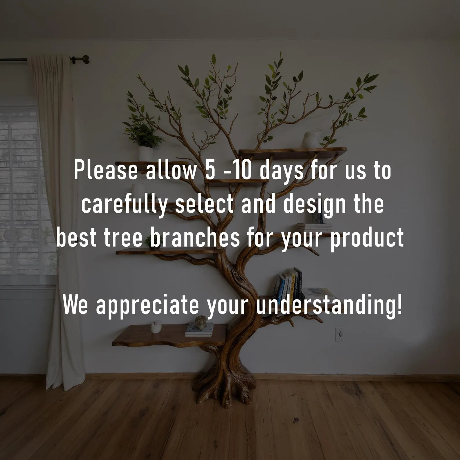 Tree bookshelf driftwood branch shelf on wall mount art solid wood bookcase unique bookshelves decor for living room - Image 9