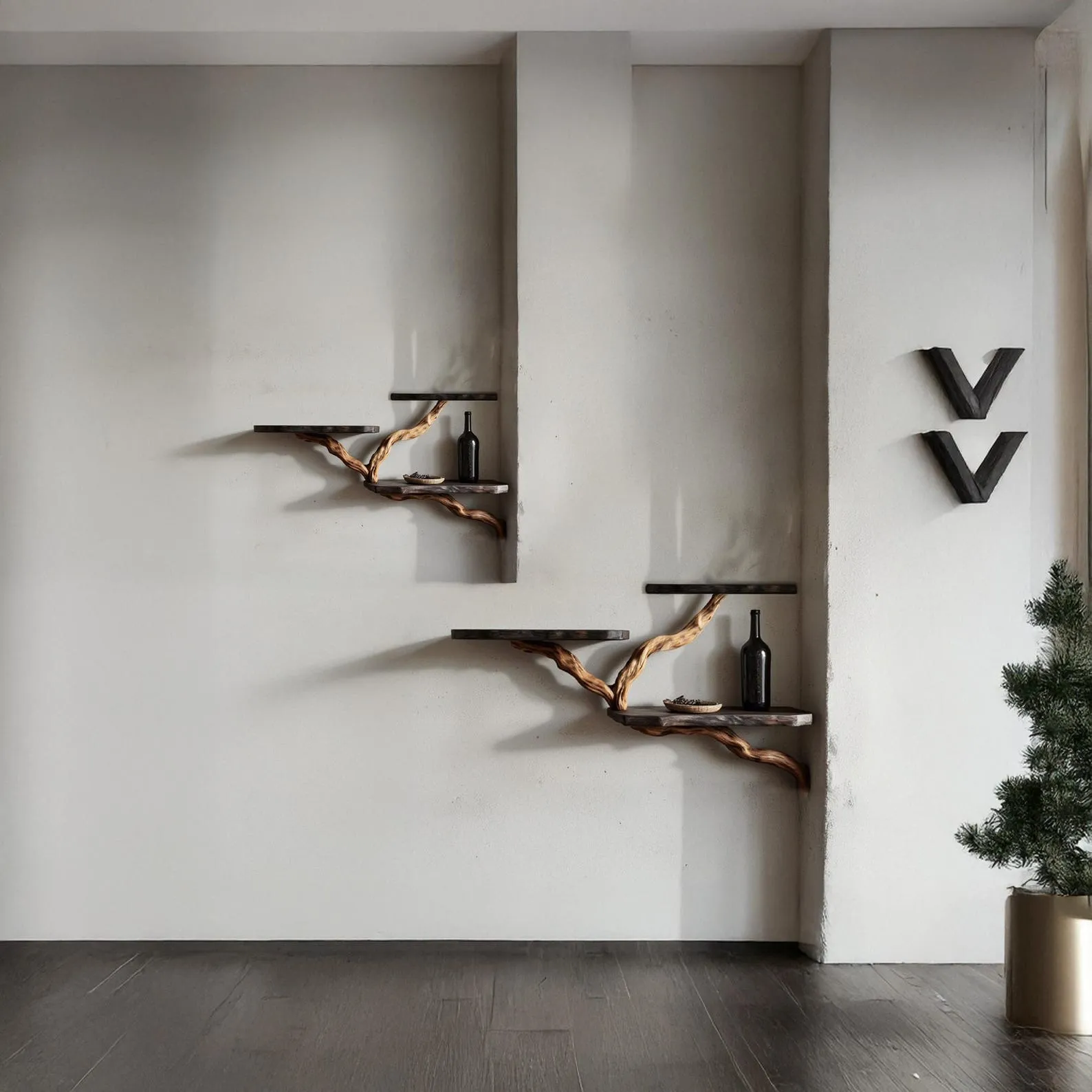 Driftwood conrner shelf solid wood bookshelf art decor natural tree branch shelves wall mount handmade furniture entryway - Image 2