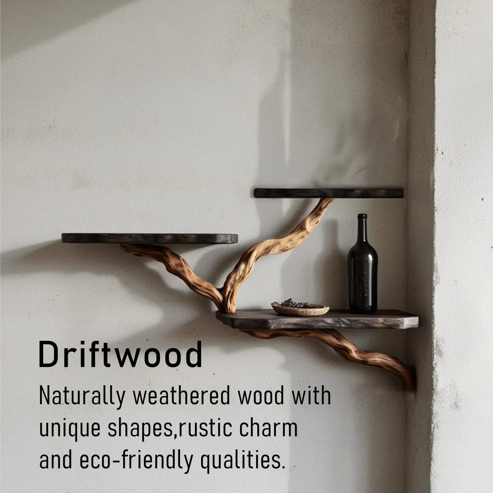 Driftwood conrner shelf solid wood bookshelf art decor natural tree branch shelves wall mount handmade furniture entryway - Image 7