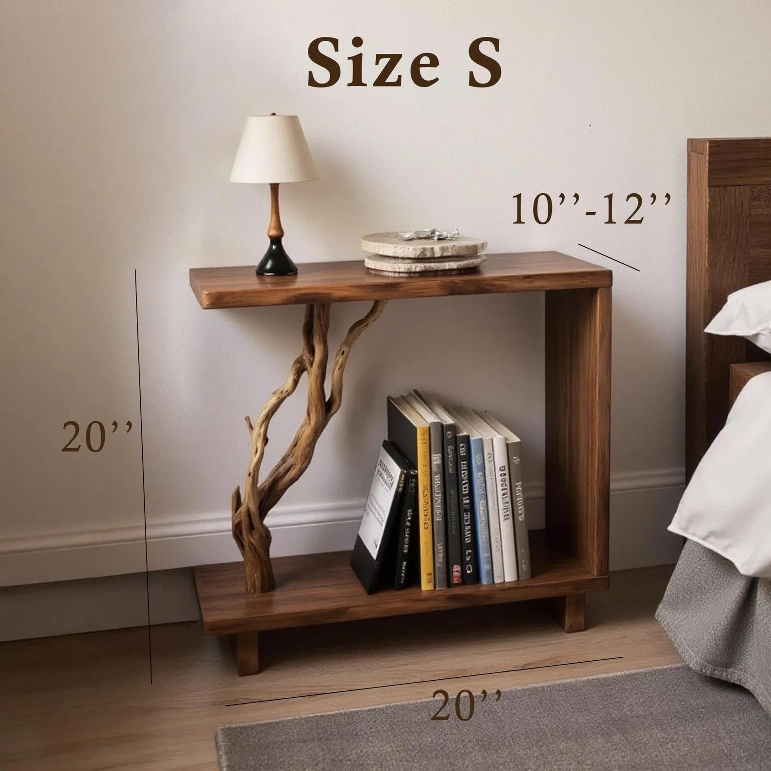 Driftwood solid wood bookcase tree branch bookshelf nightand plant stand handcrafted rustic living room furniture - Image 3