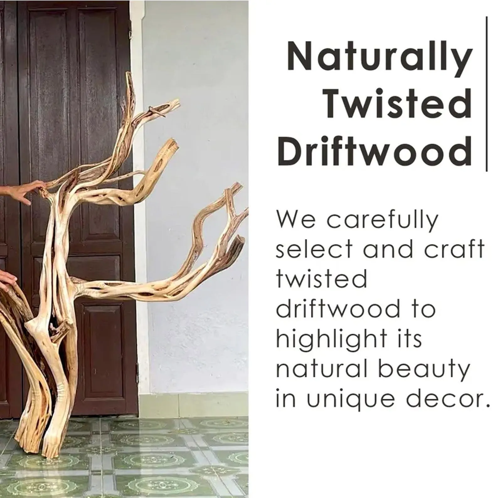 Solid wood side table tree branch bookshelf free standing shelf driftwood art - Image 3