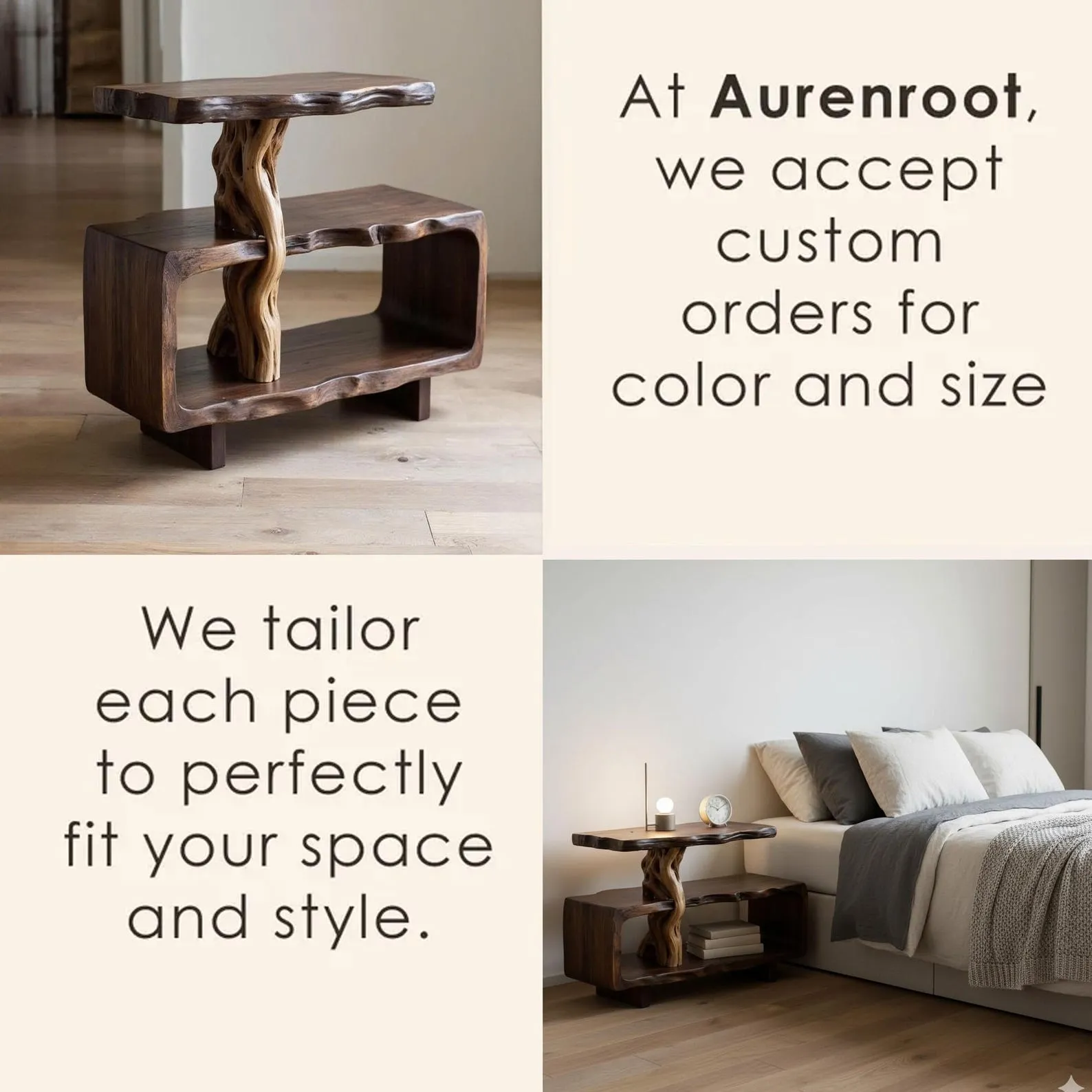 Solid wood side table tree branch bookshelf free standing shelf driftwood art - Image 5