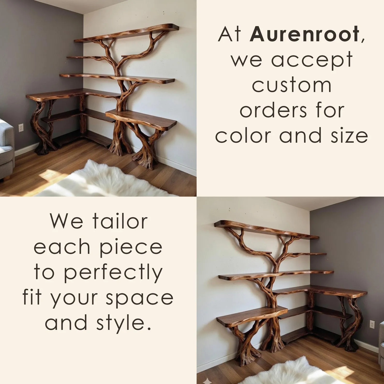 Tree coner book shelf solid wood wall mount bookcase live edge furniture driftwood branch art - Image 7