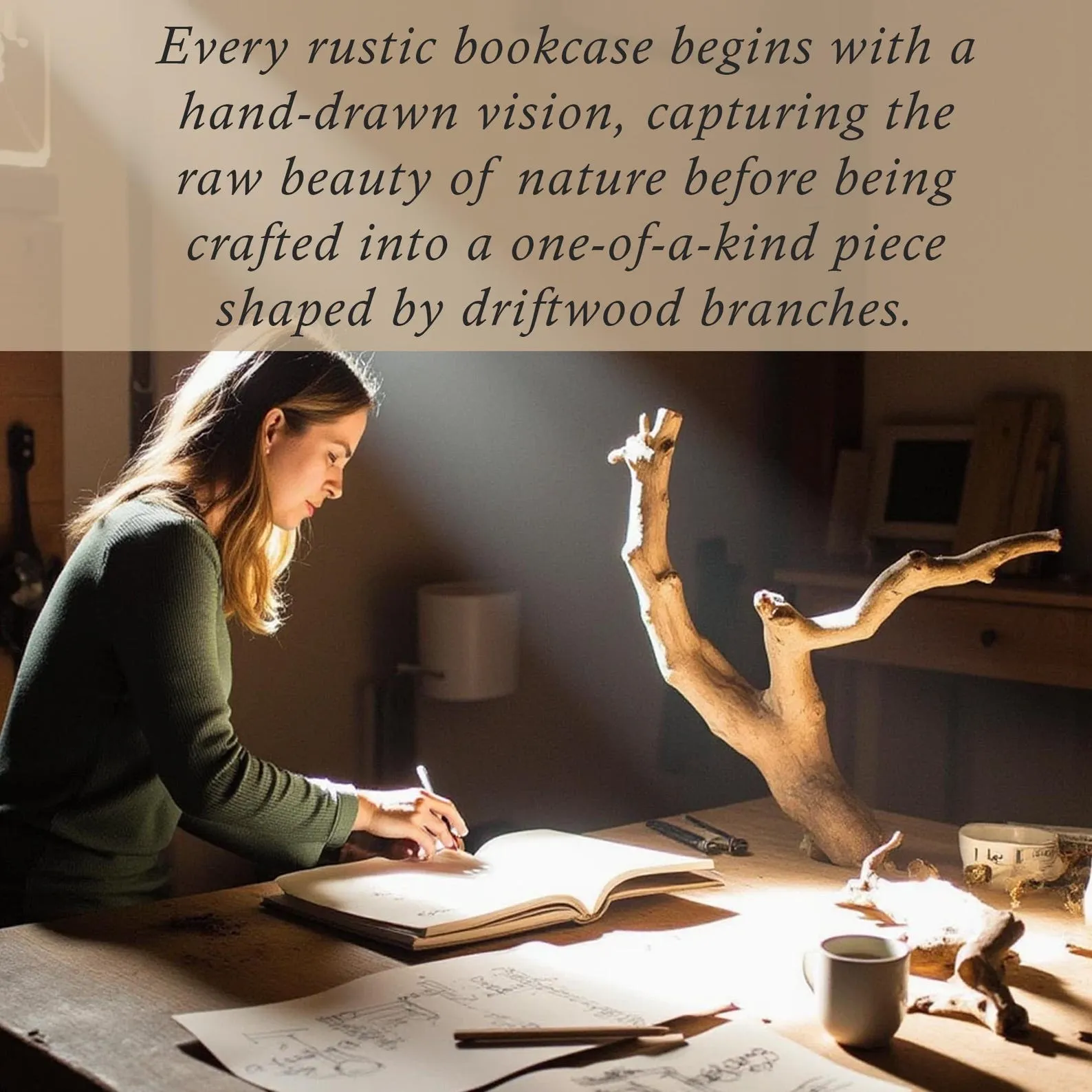 Solid wood bookcase nightstand free standing bookshelf tree branch driftwood plant stand rustic shelving handcrafted furniture - Image 8