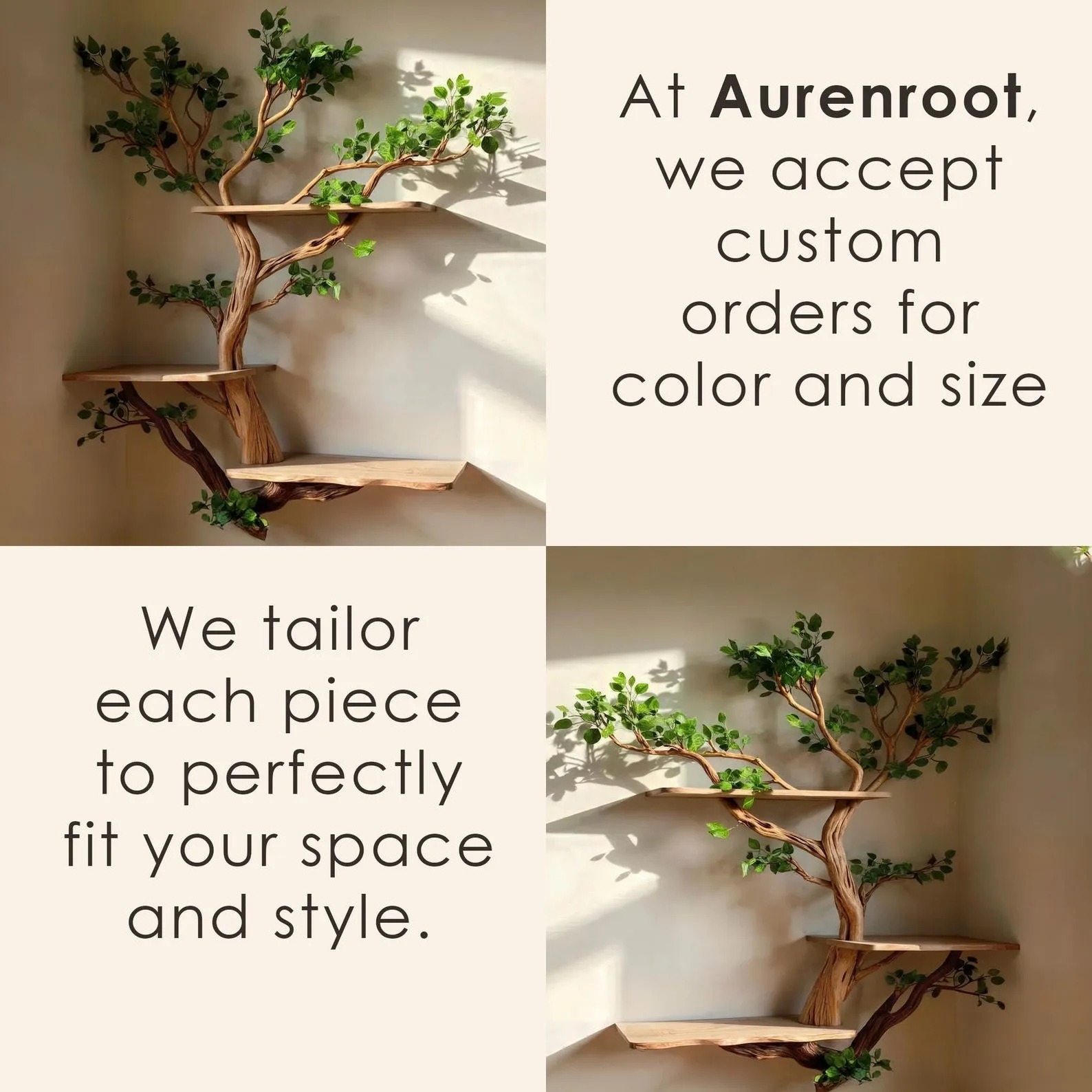 Corner tree bookshelf driftwood tree branch floating shelf wall mount tree bookcase drift wood decor live edge shelf furniture - Image 8