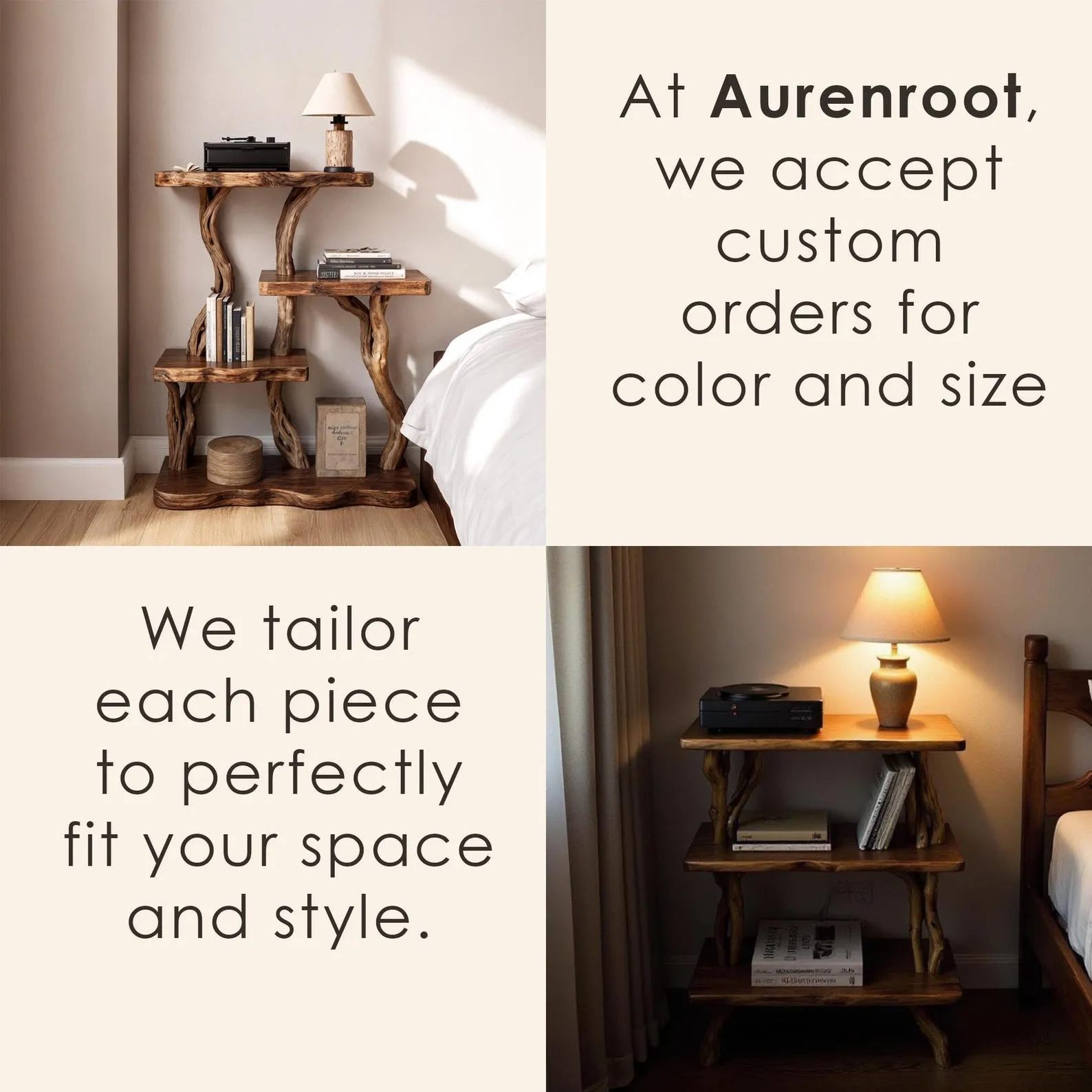 Natural driftwood bookcase nightstand tree branch bookshelf rustic shelving bedside table bedroom furniture - Image 6