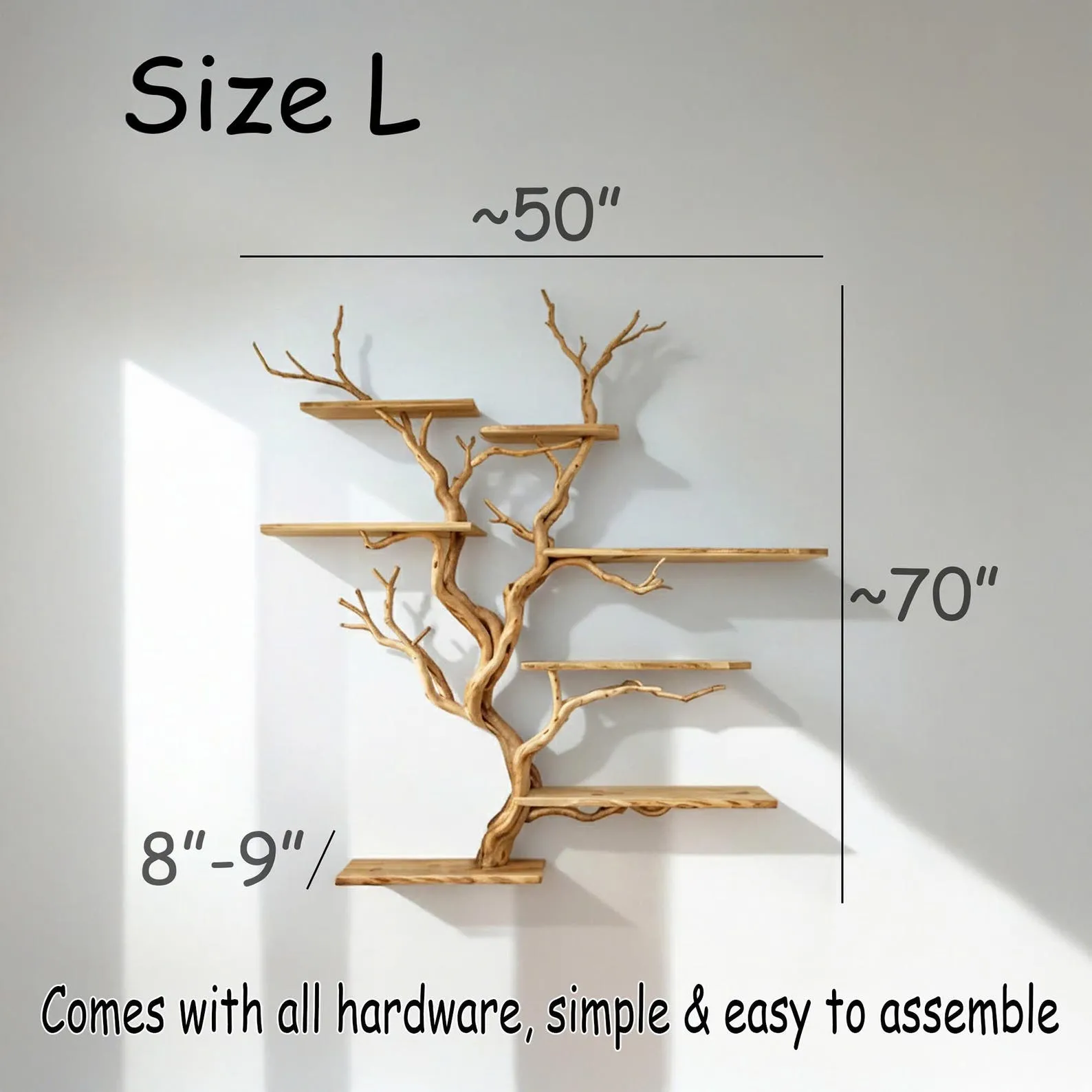 Floating bookshelf tree branch shelf driftwood sculpture book shelf wall mounted art custom bookcase decor home - Image 10