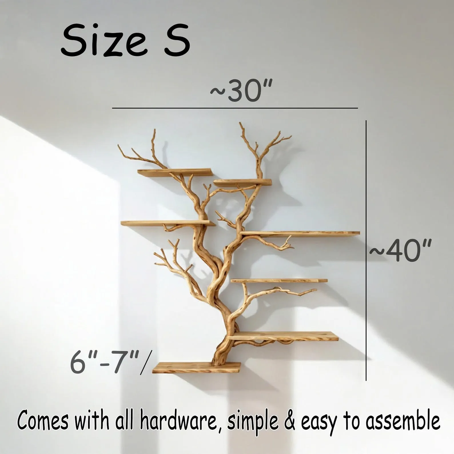 Floating bookshelf tree branch shelf driftwood sculpture book shelf wall mounted art custom bookcase decor home - Image 8