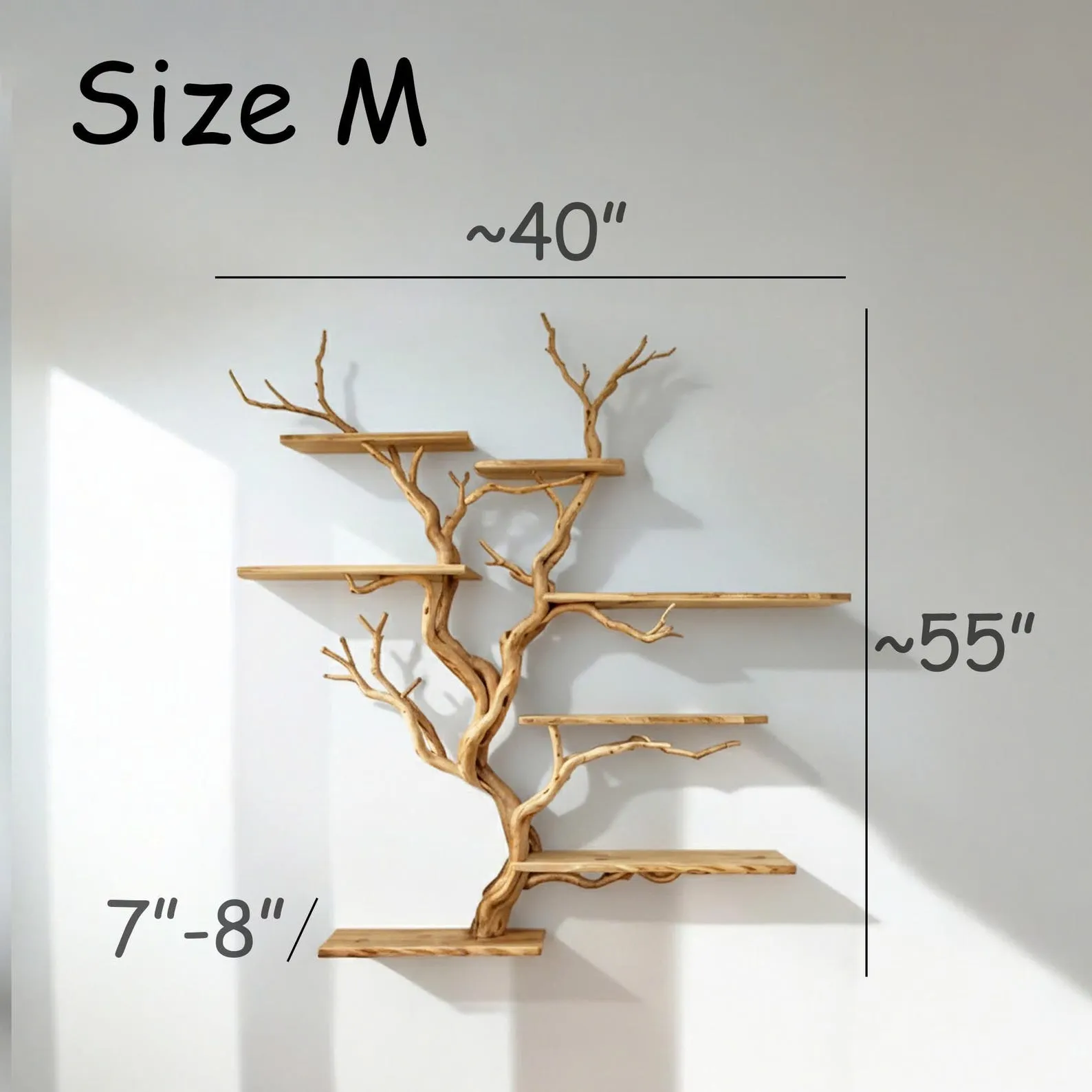 Floating bookshelf tree branch shelf driftwood sculpture book shelf wall mounted art custom bookcase decor home - Image 9