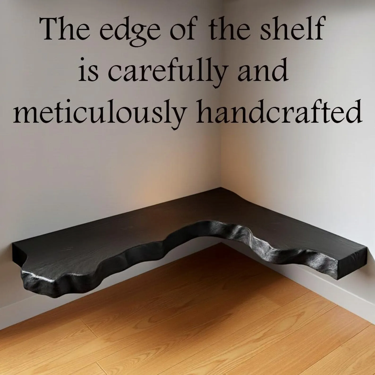 Live edge floating corner shelf black solid wood floating shelves wall mounted bookcase handmade furniture - Image 6