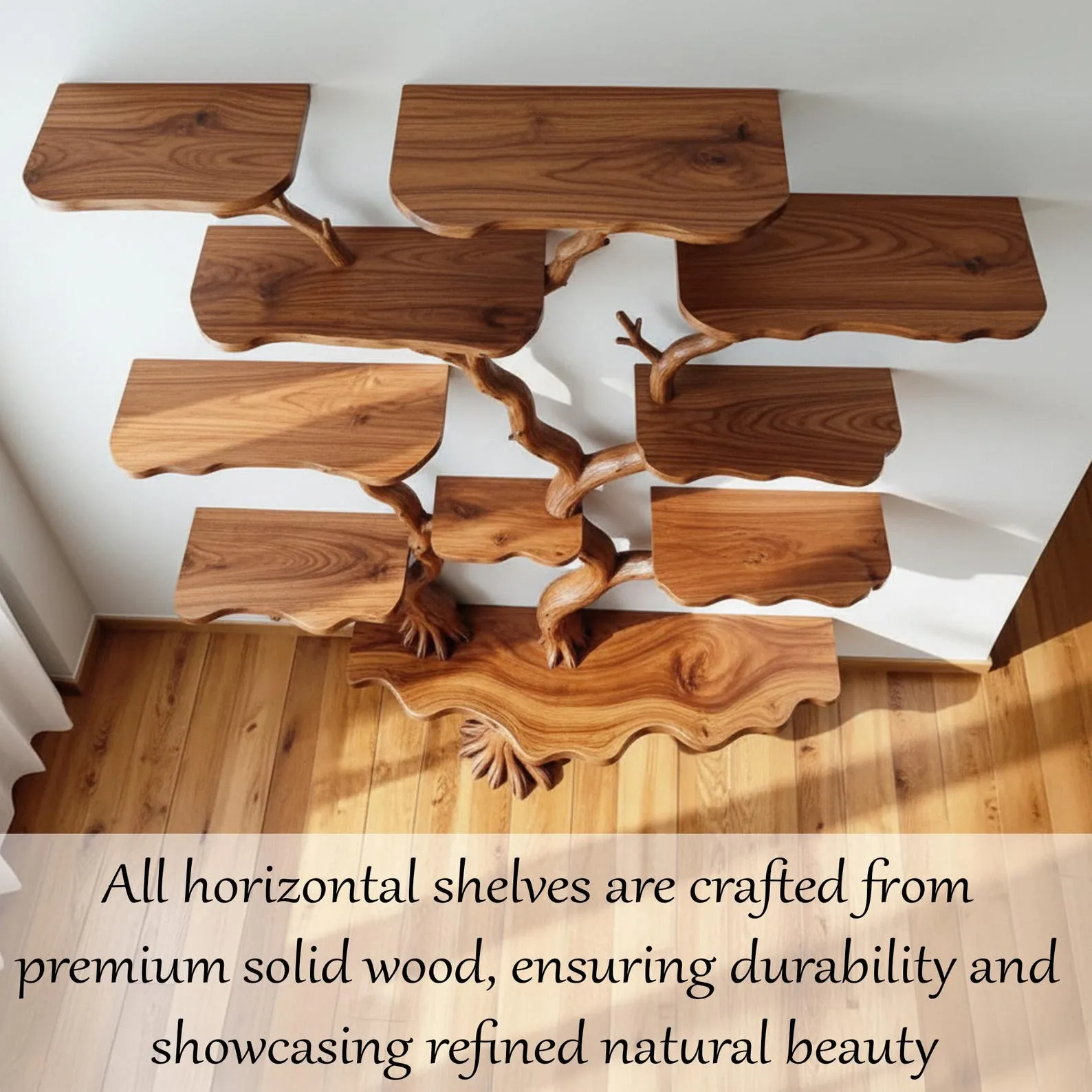 Tree book shelf driftwood tree branch floating shelves handmade solid wood wall mount bookshelf furniture - Image 5
