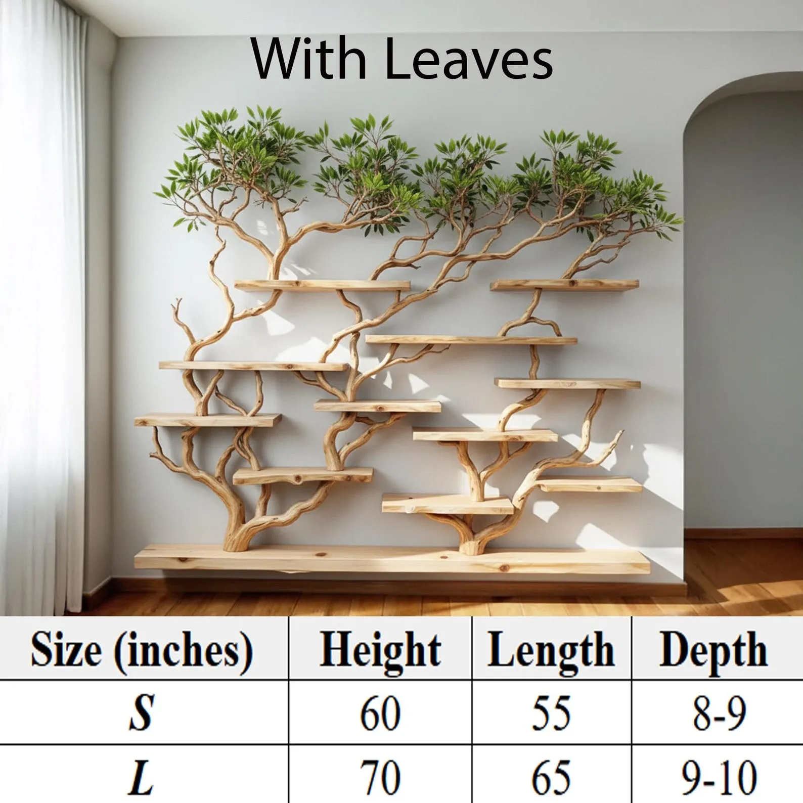 Floating bookshelf tree branch wall mounted book shelf handcrafted carving sculpture reclaimed solid wood bookcase - Image 10