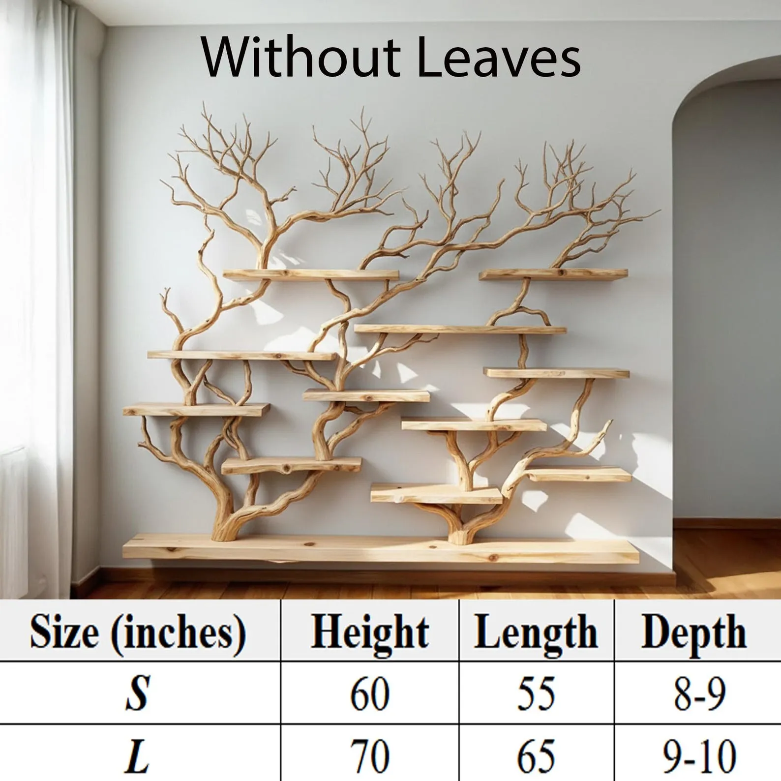 Floating bookshelf tree branch wall mounted book shelf handcrafted carving sculpture reclaimed solid wood bookcase - Image 9