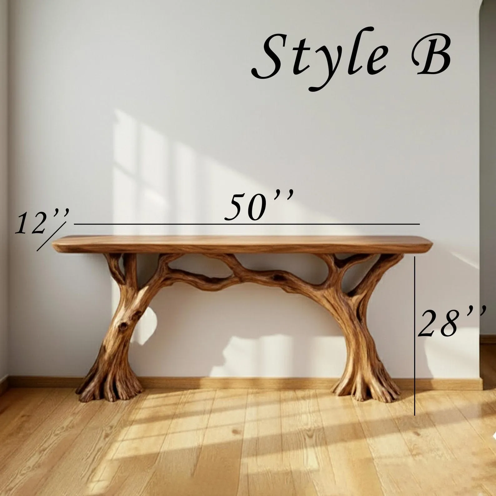 Tree branch bookshelf driftwood console table live edge floating wood shelves on wall handmade furniture - Image 10