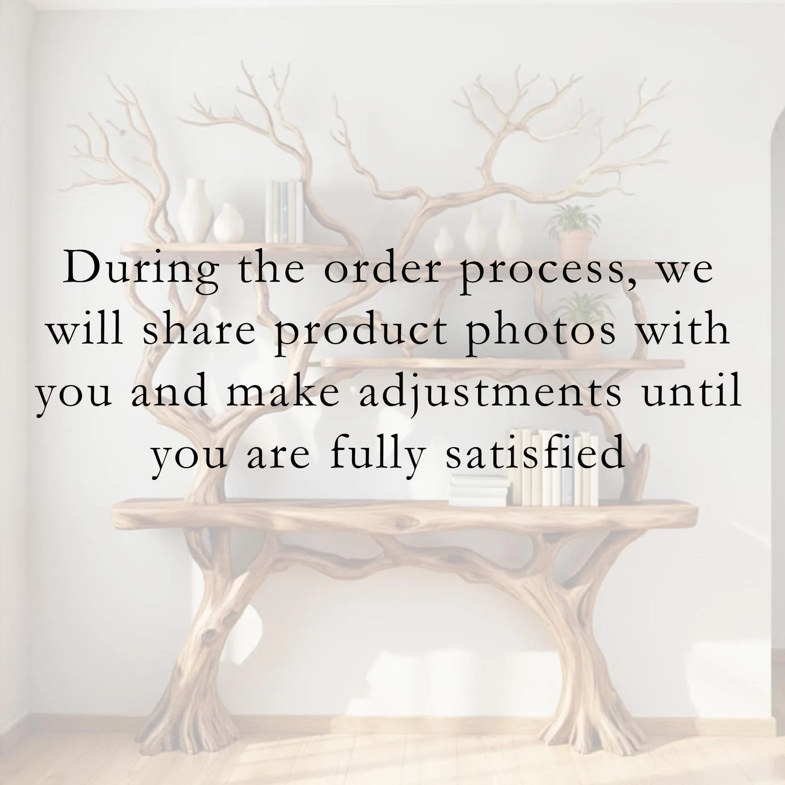 Tree branch bookshelf driftwood console table live edge floating wood shelves on wall handmade furniture - Image 8