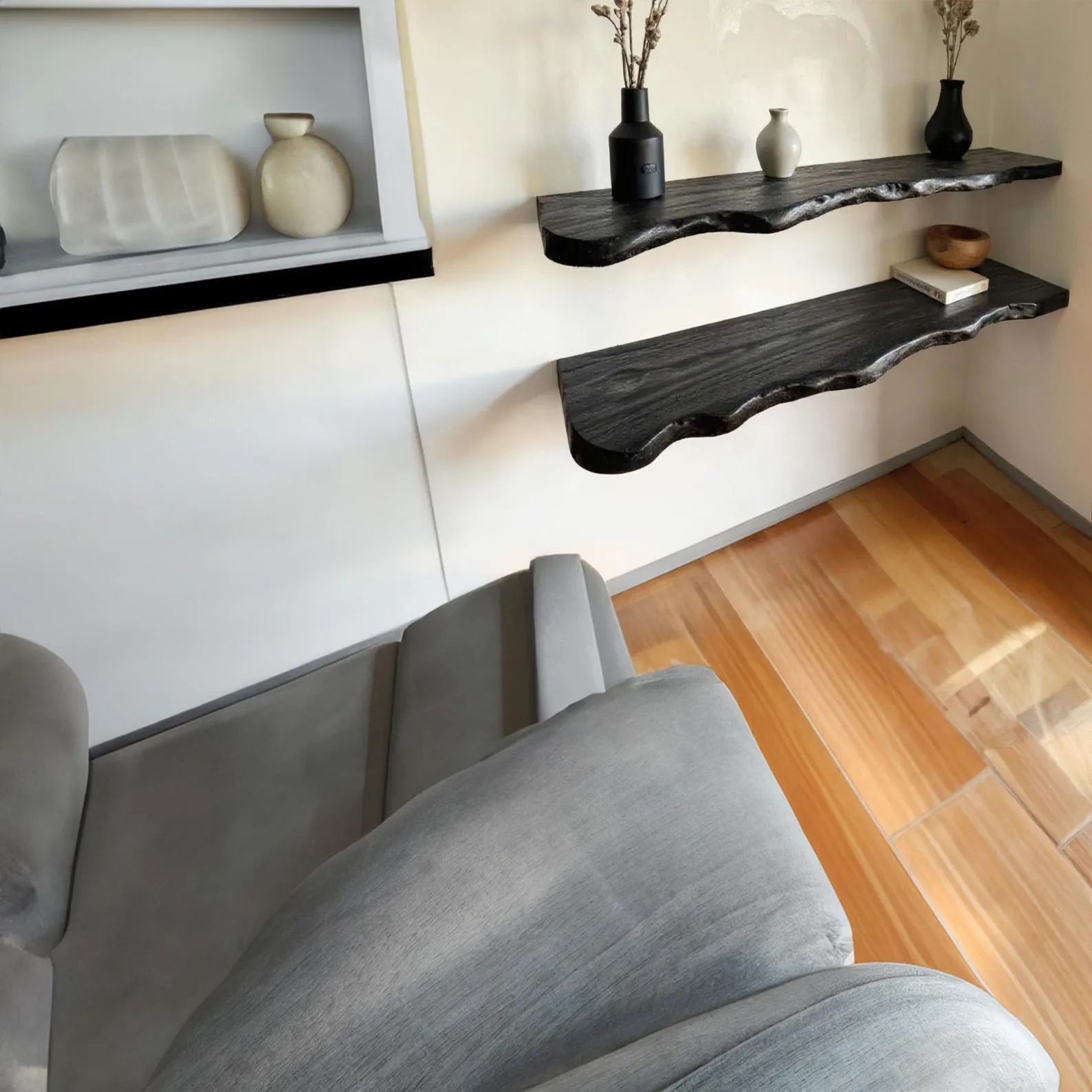 Live Edge Floating Shelf: Hand Carved Solid Wood Bookshelf - Image 10