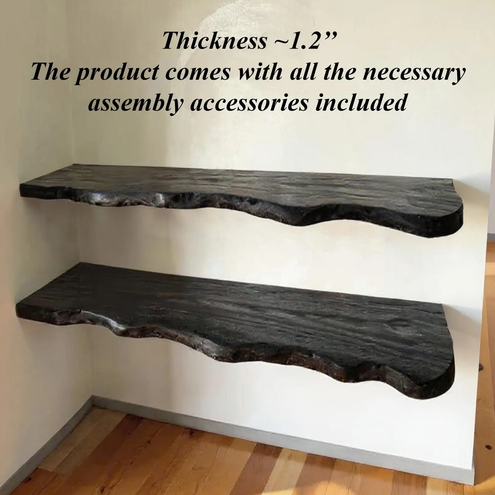 Live Edge Floating Shelf: Hand Carved Solid Wood Bookshelf - Image 9