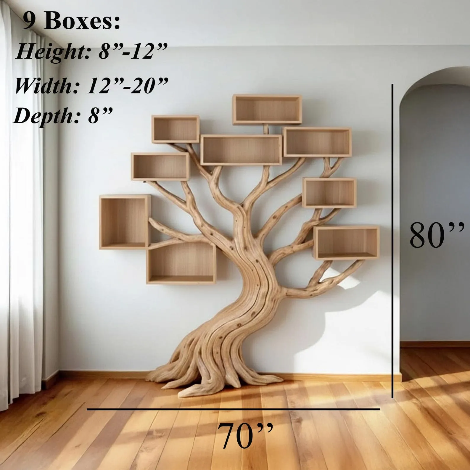 Floor bookshelf standing custom driftwood book shelf handmade natural tree branch bookshelf furniture decor home - Image 10