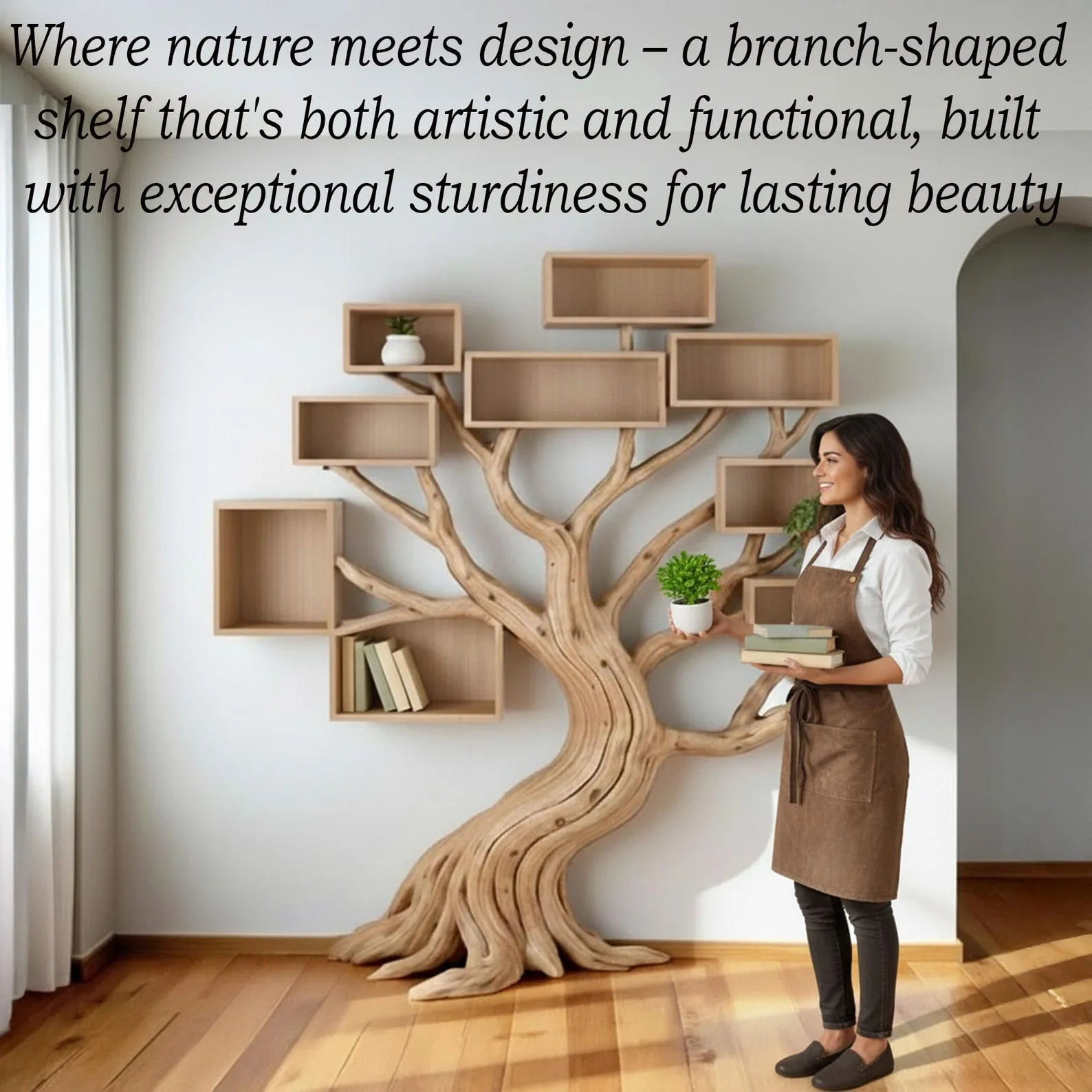 Floor bookshelf standing custom driftwood book shelf handmade natural tree branch bookshelf furniture decor home - Image 4