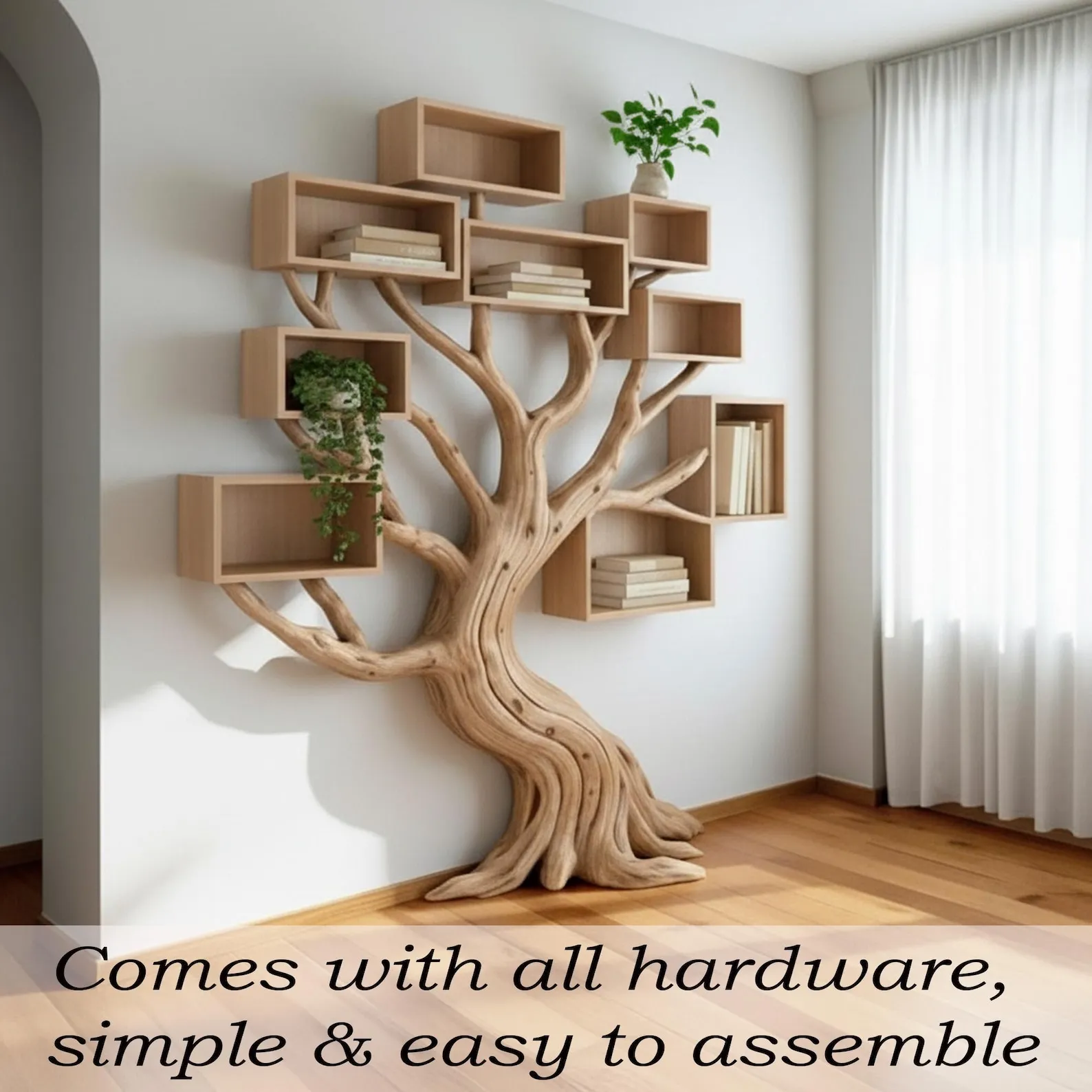 Floor bookshelf standing custom driftwood book shelf handmade natural tree branch bookshelf furniture decor home - Image 5